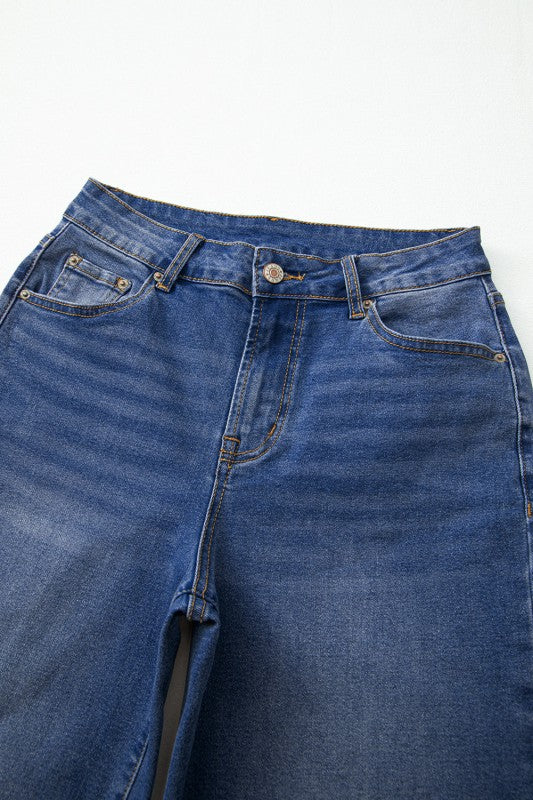 Denim Raw Hem Straight Leg Jeans - Image 18