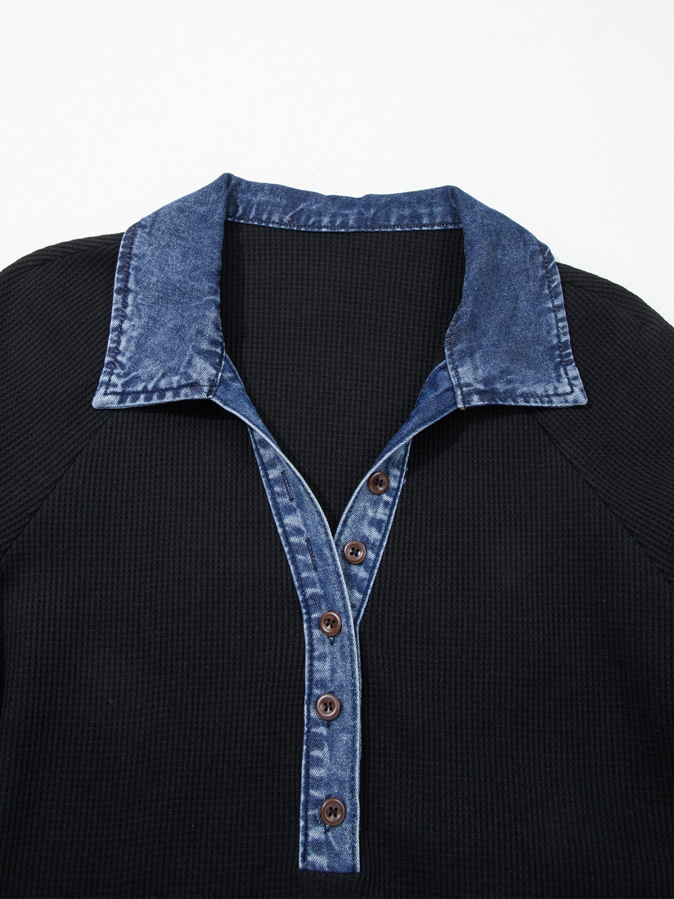 Denim Trim Button Detail Top - Image 4