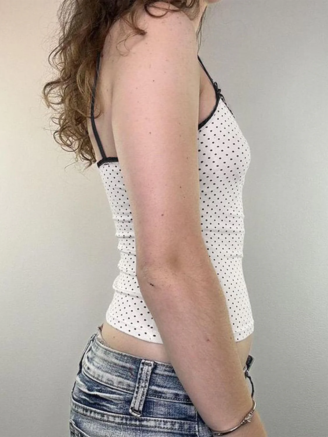 Devine Polka dot Square Neck Cropped Cami - Image 3