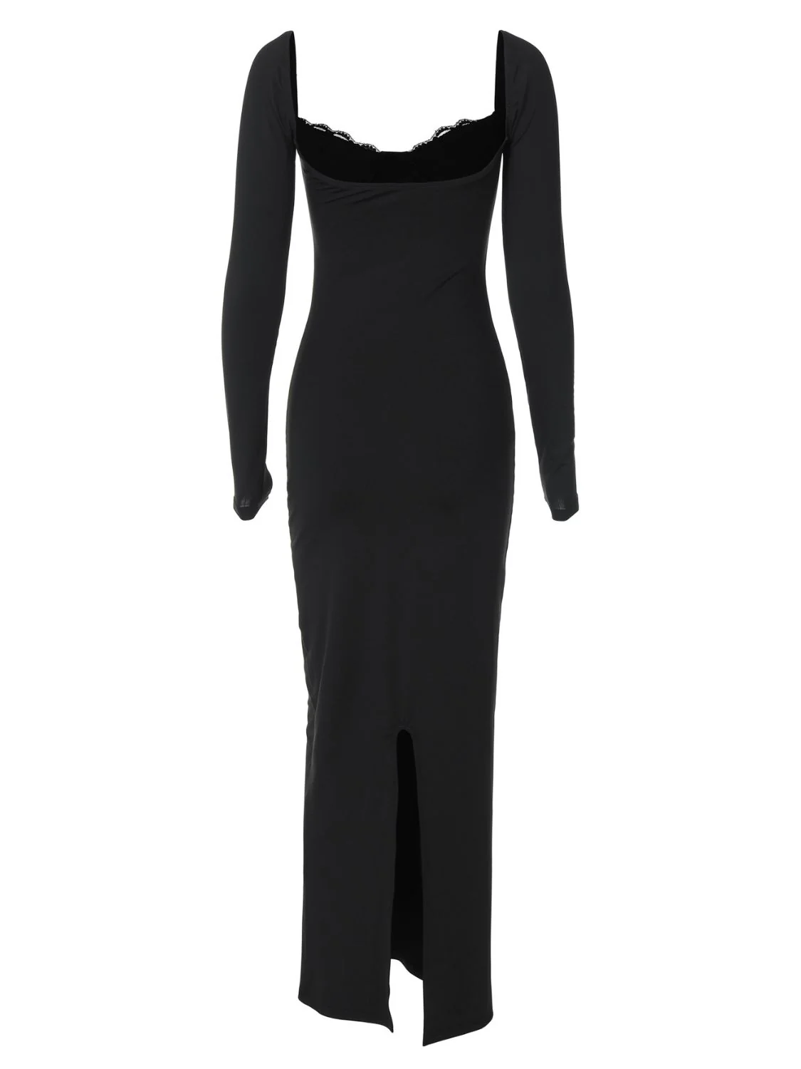 Devine Slit Lace Detail Sweetheart Neck Long Sleeve Maxi Dress - Image 9