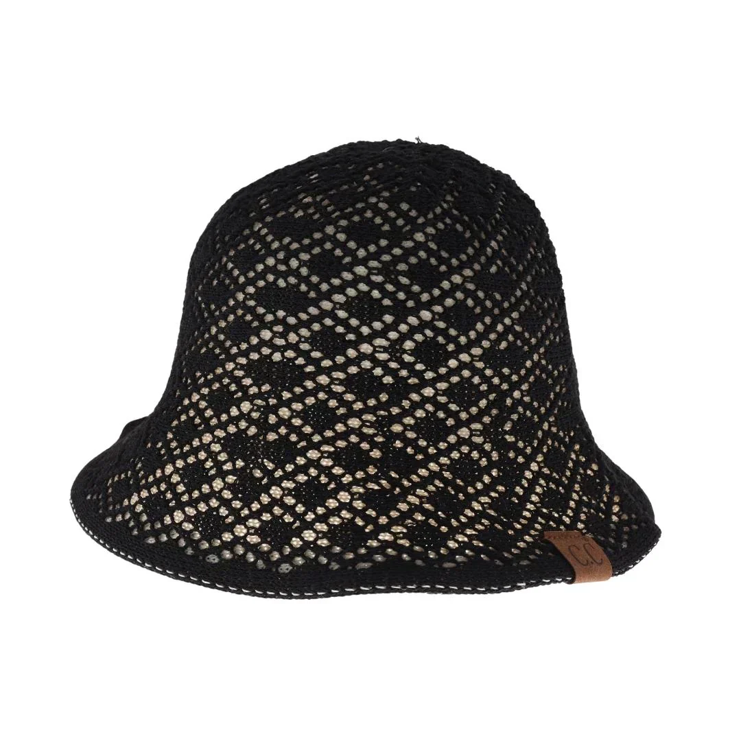 Diamond Lace Knitted Reversible C.C Cloche Bucket Hat - Image 2