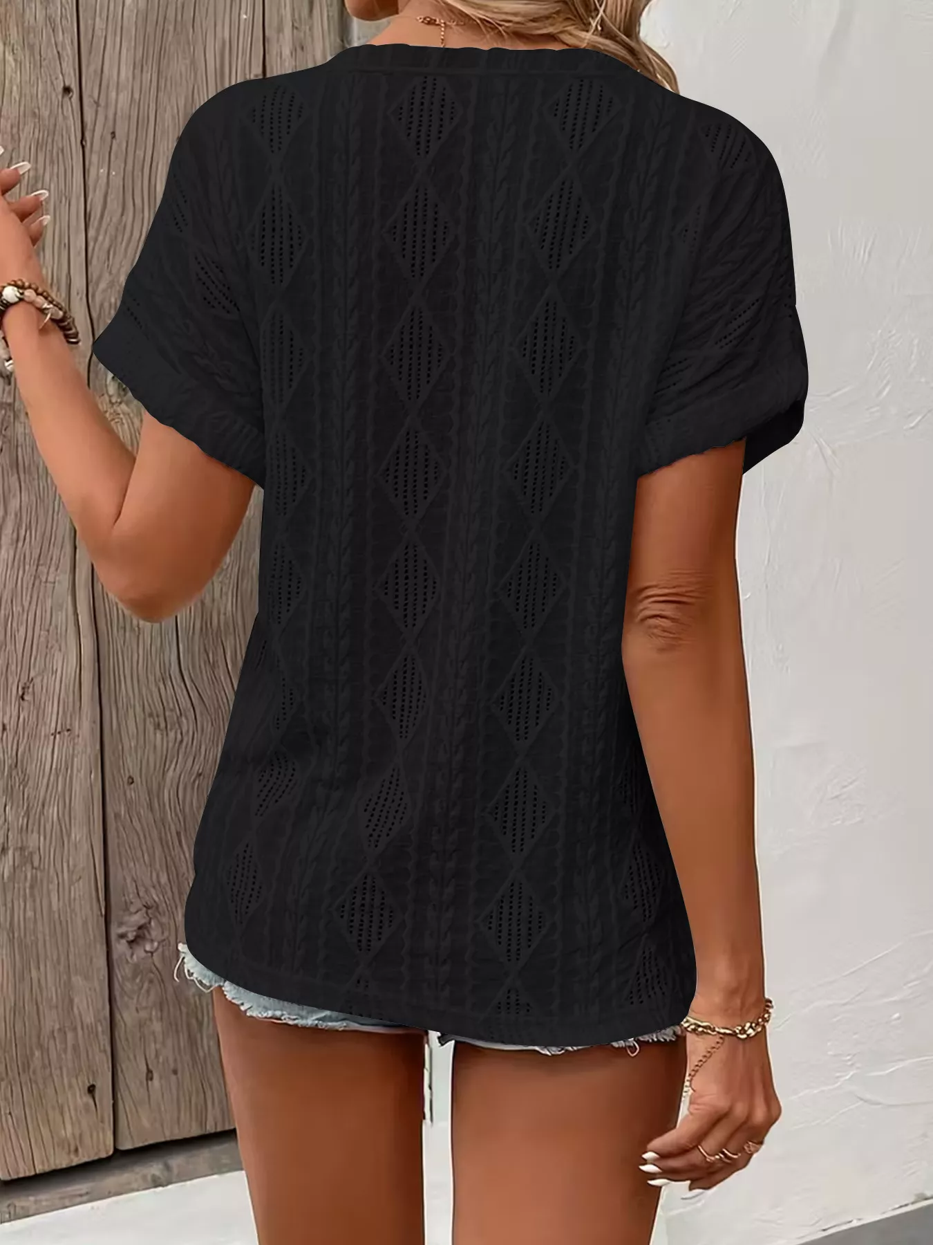 Diamond Pattern Short Sleeve Top - Image 5