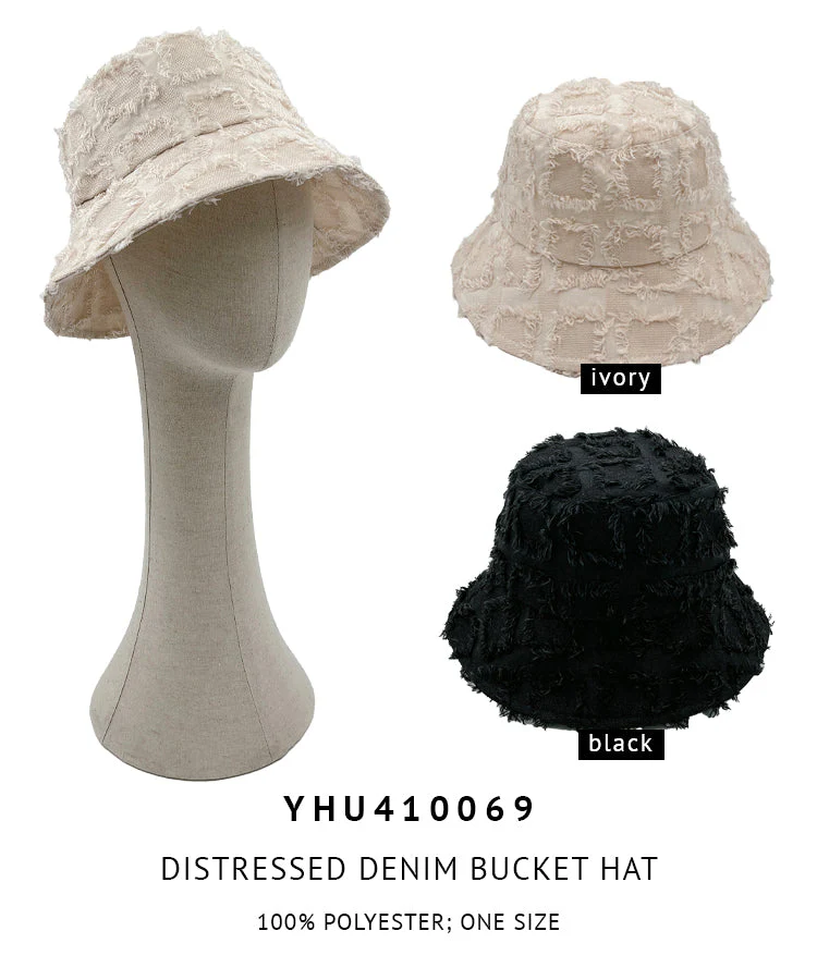 Distressed Denim Bucket Hat - Image 3