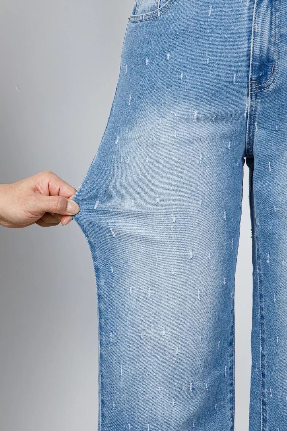 Distressed Detail Tummy Control Raw Hem Jeans - Image 10