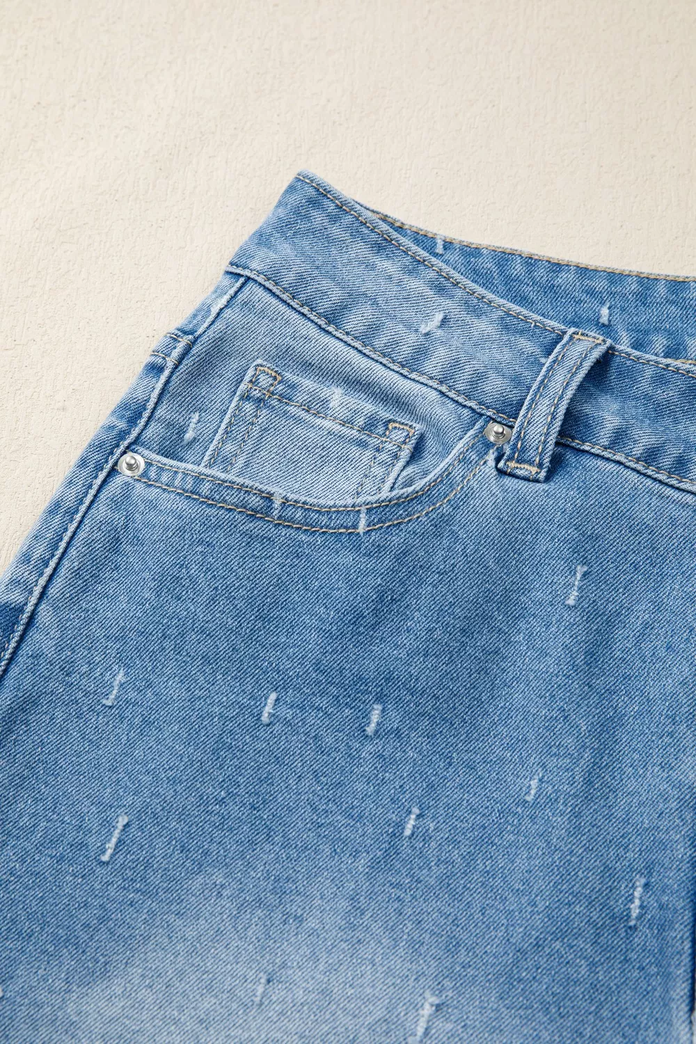 Distressed Detail Tummy Control Raw Hem Jeans - Image 9