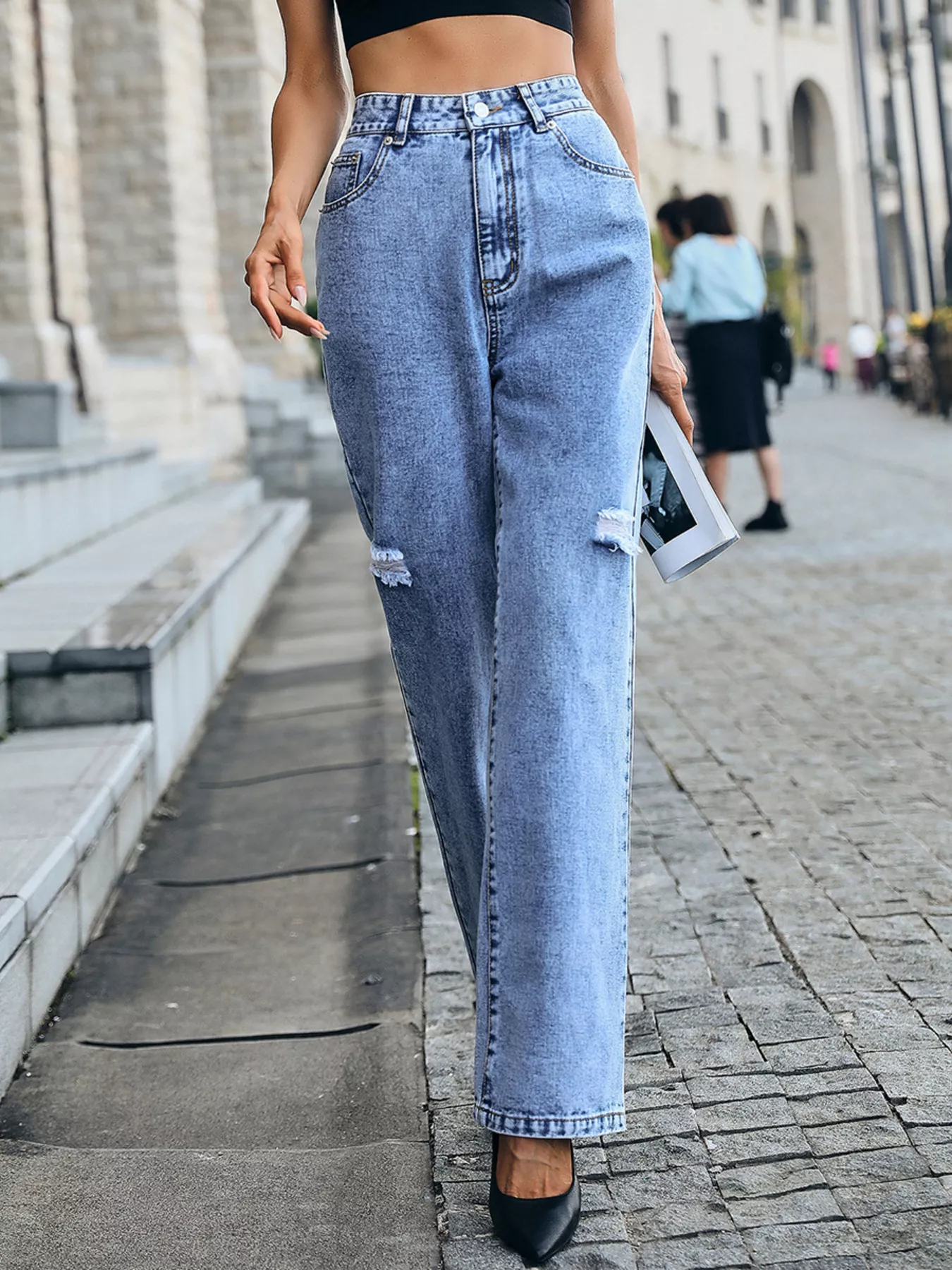 Distressed High Waist Jeans - Image 2