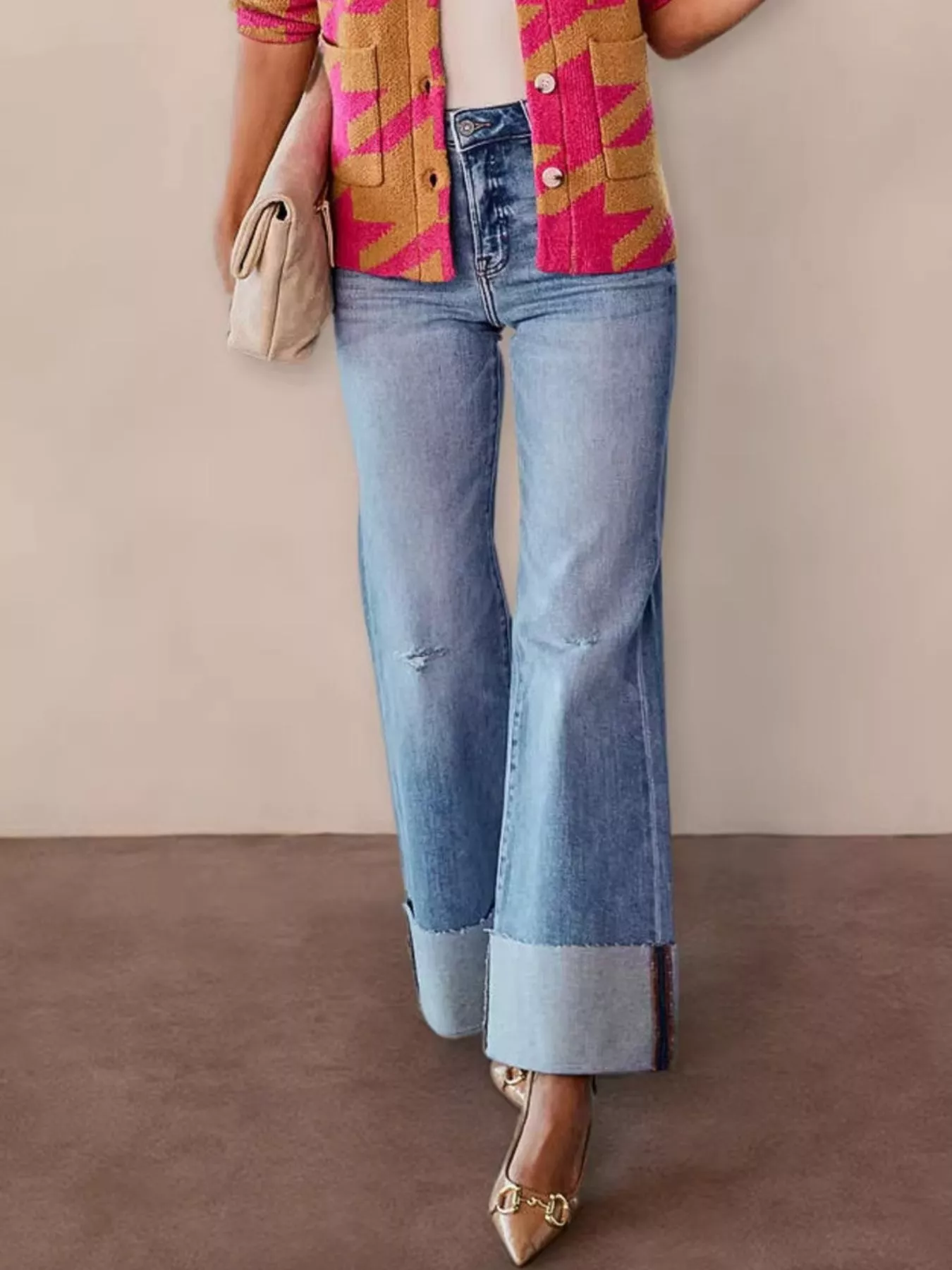 Distressed High-Waisted Flare Jeans - Image 3