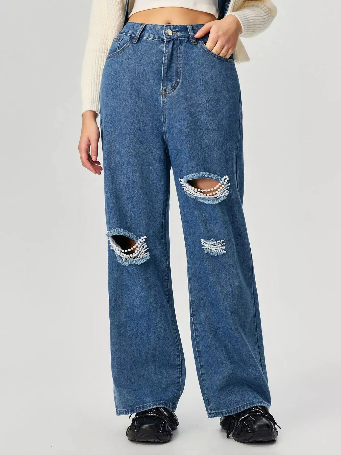 Distressed Wide Leg Jeans - Image 2
