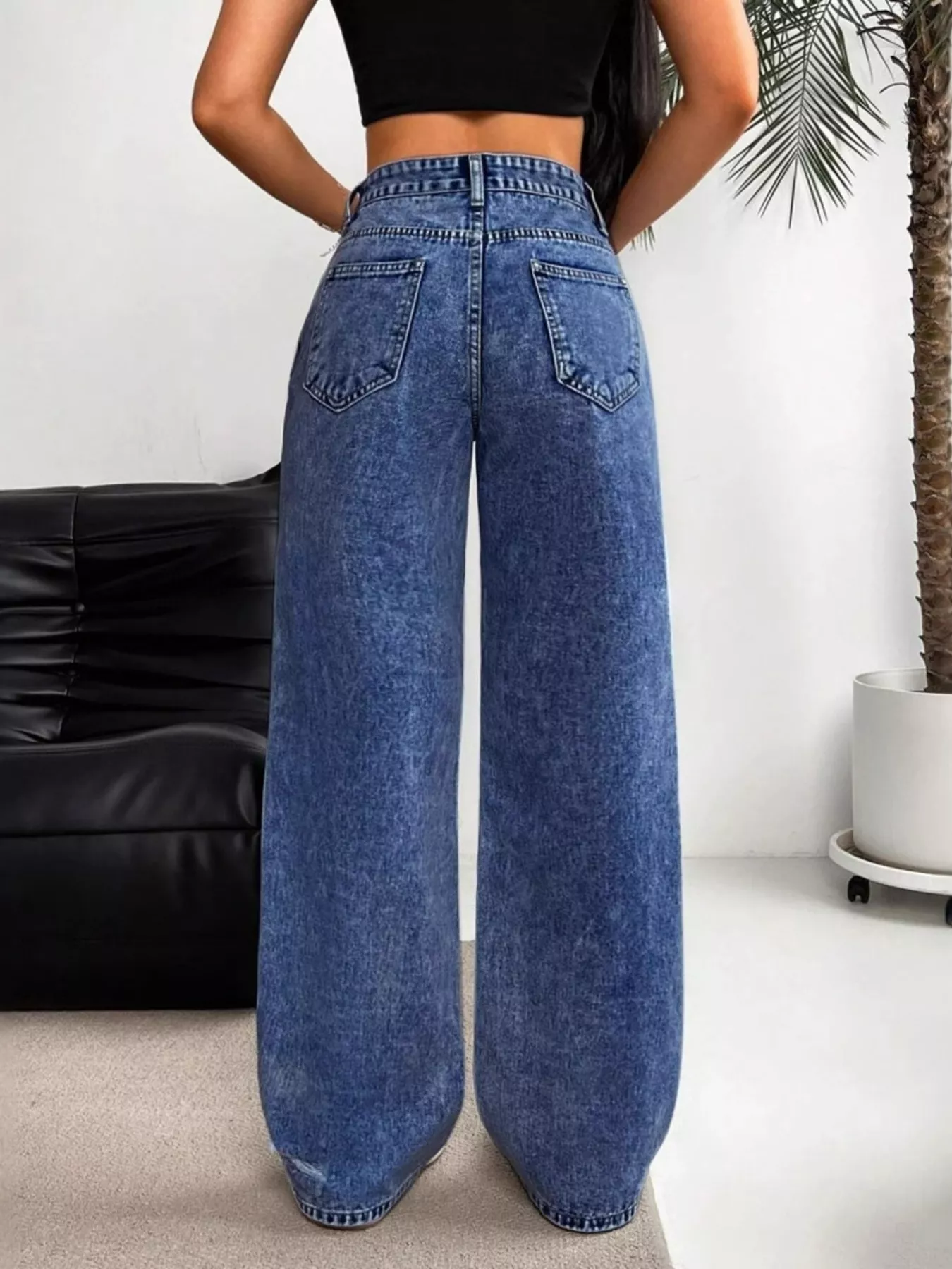 Distressed Wide Leg Jeans - Image 3