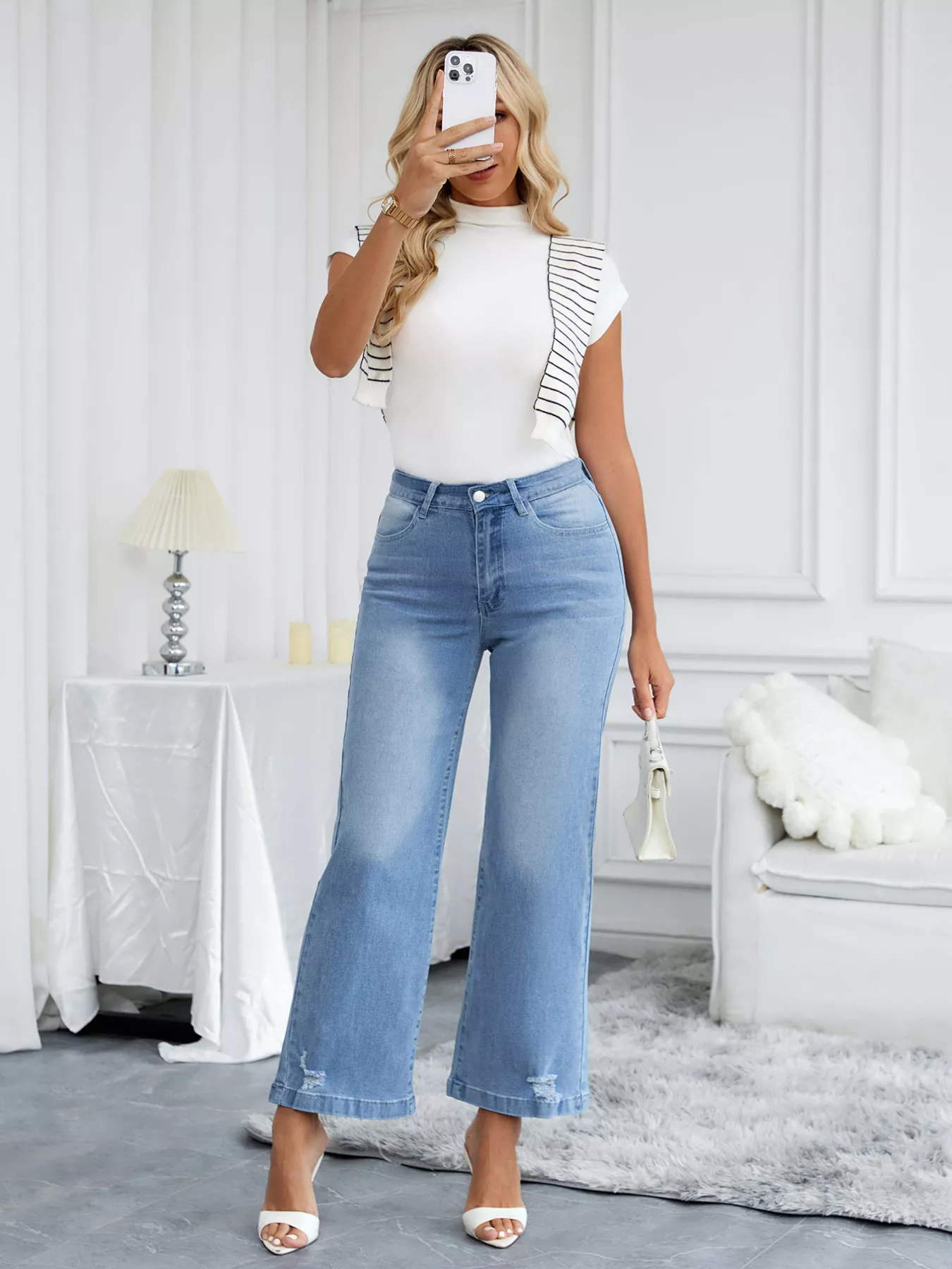 Distressed Wide Leg Jeans - Image 5