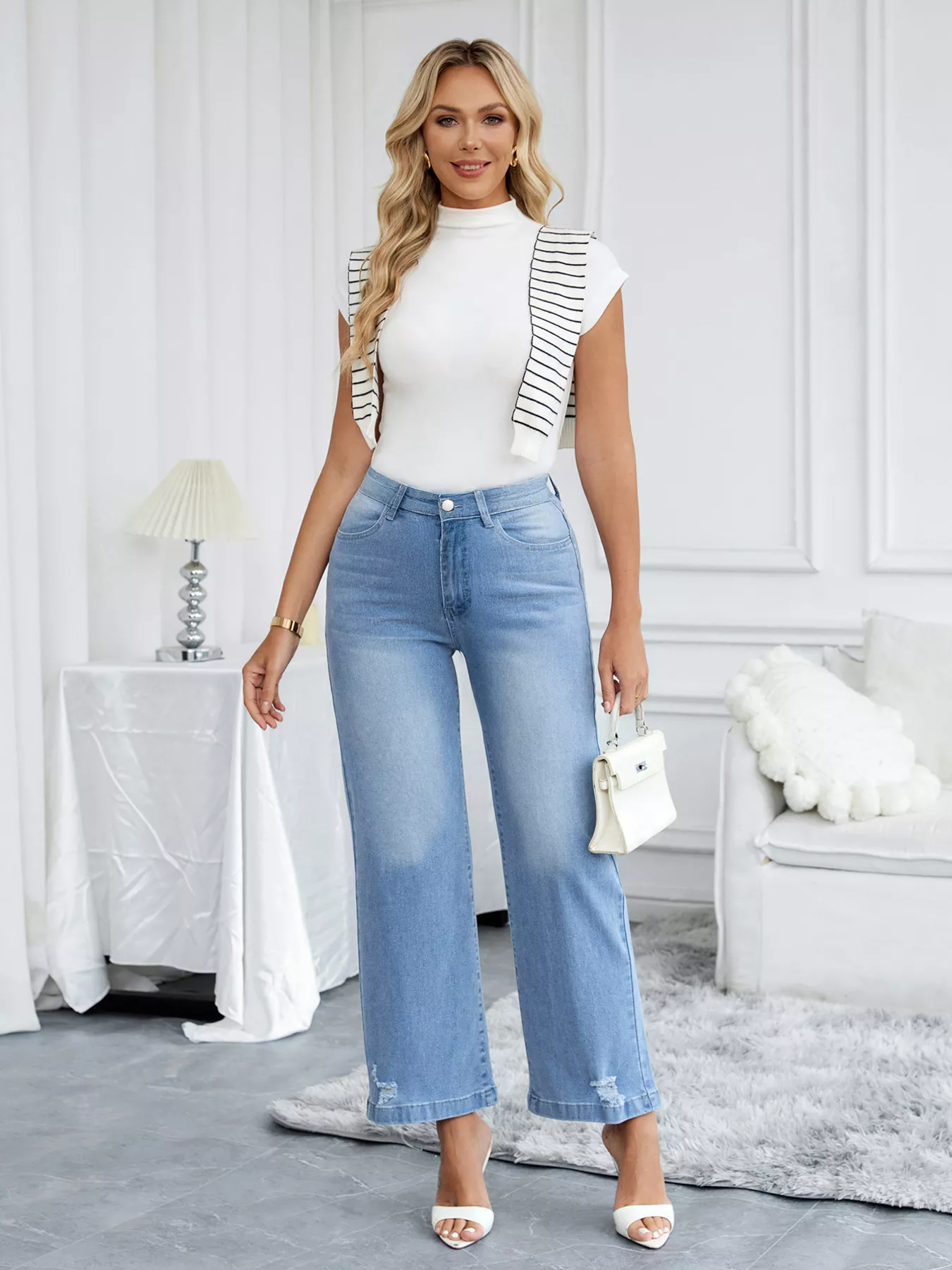 Distressed Wide Leg Jeans - Image 6
