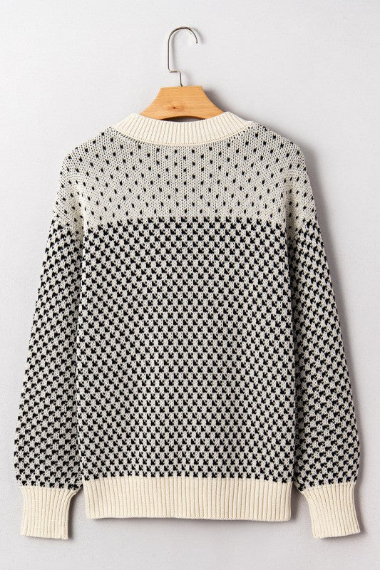 Dotted Colorblock Lantern Sleeve Sweater - Image 32