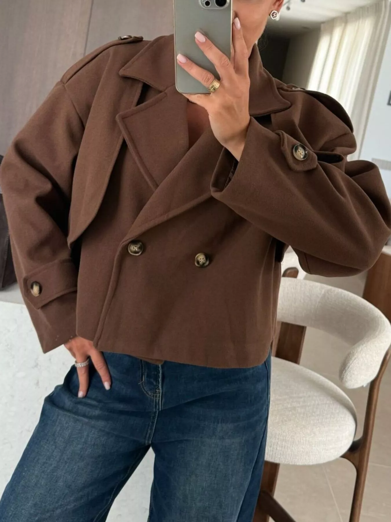 Double-Breasted Cropped Outerwear - Image 2