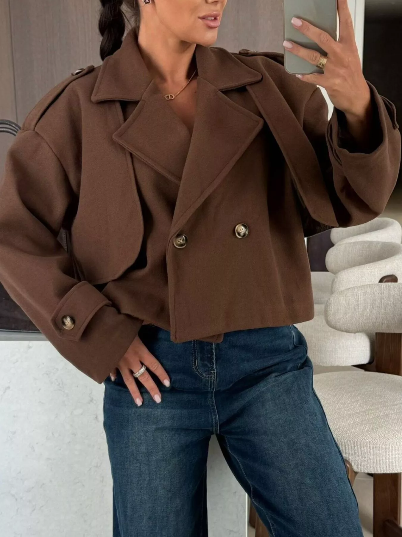 Double-Breasted Cropped Outerwear - Image 3