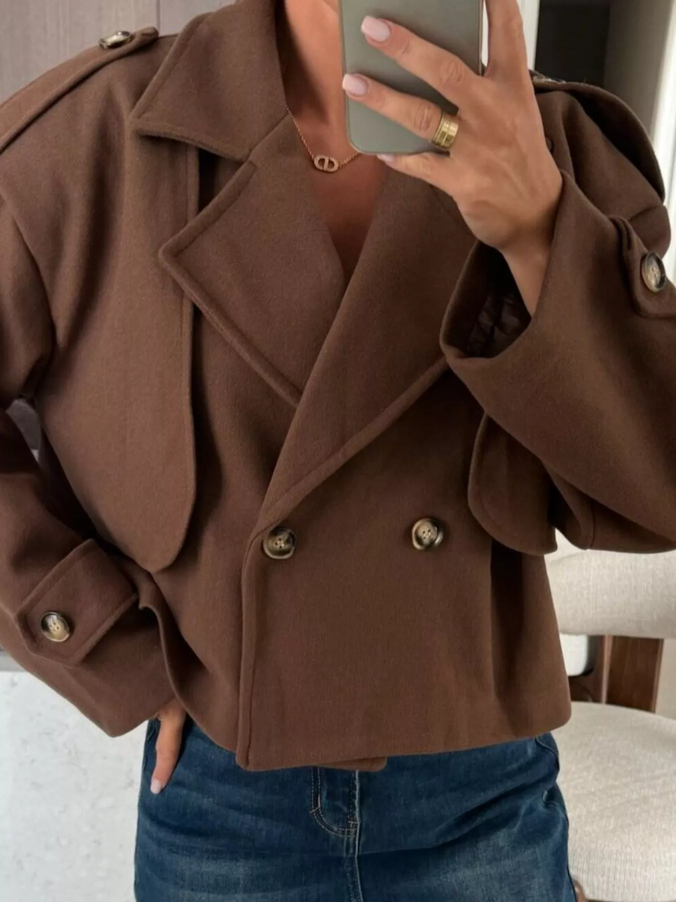 Double-Breasted Cropped Outerwear - Image 4