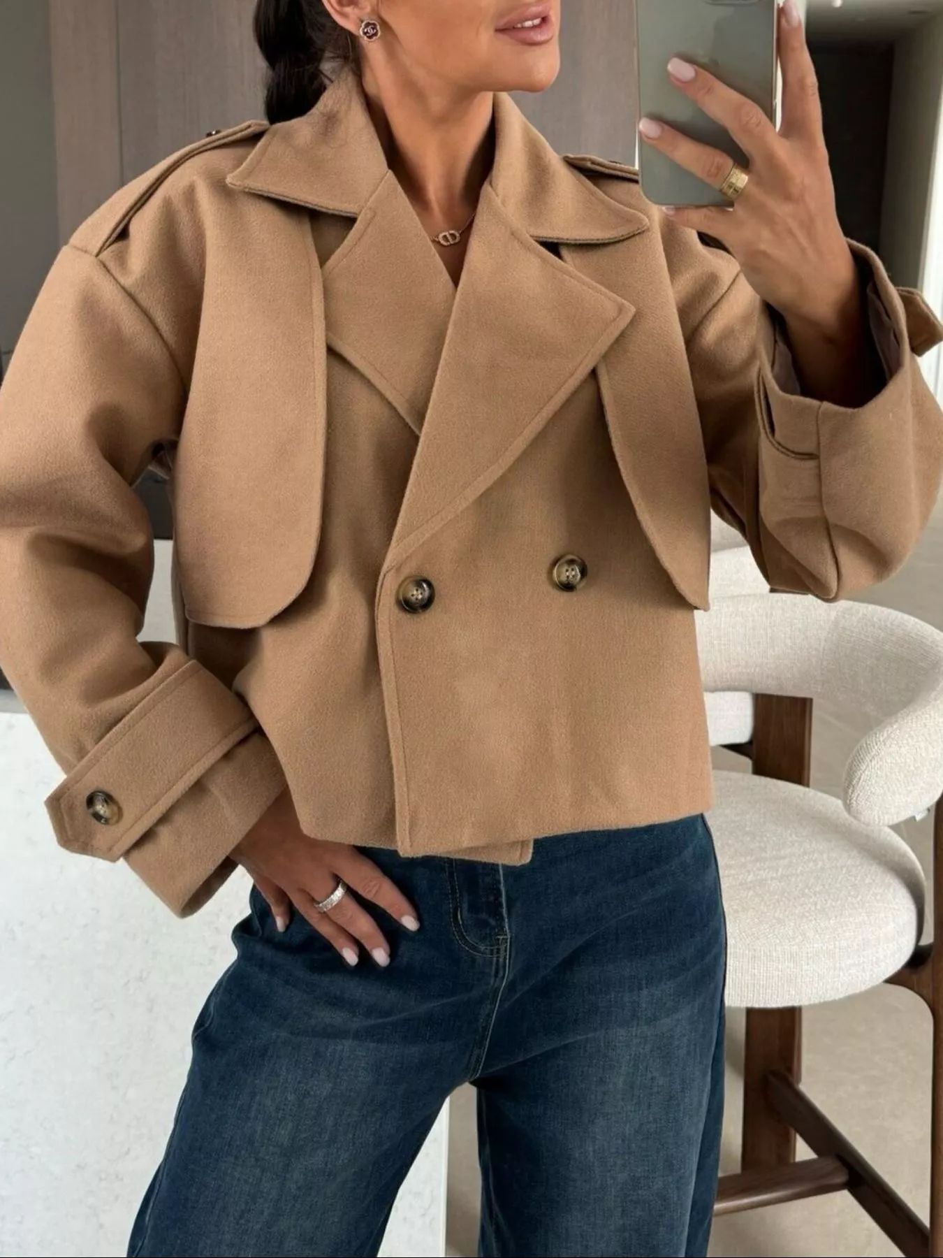 Double-Breasted Cropped Outerwear - Image 5