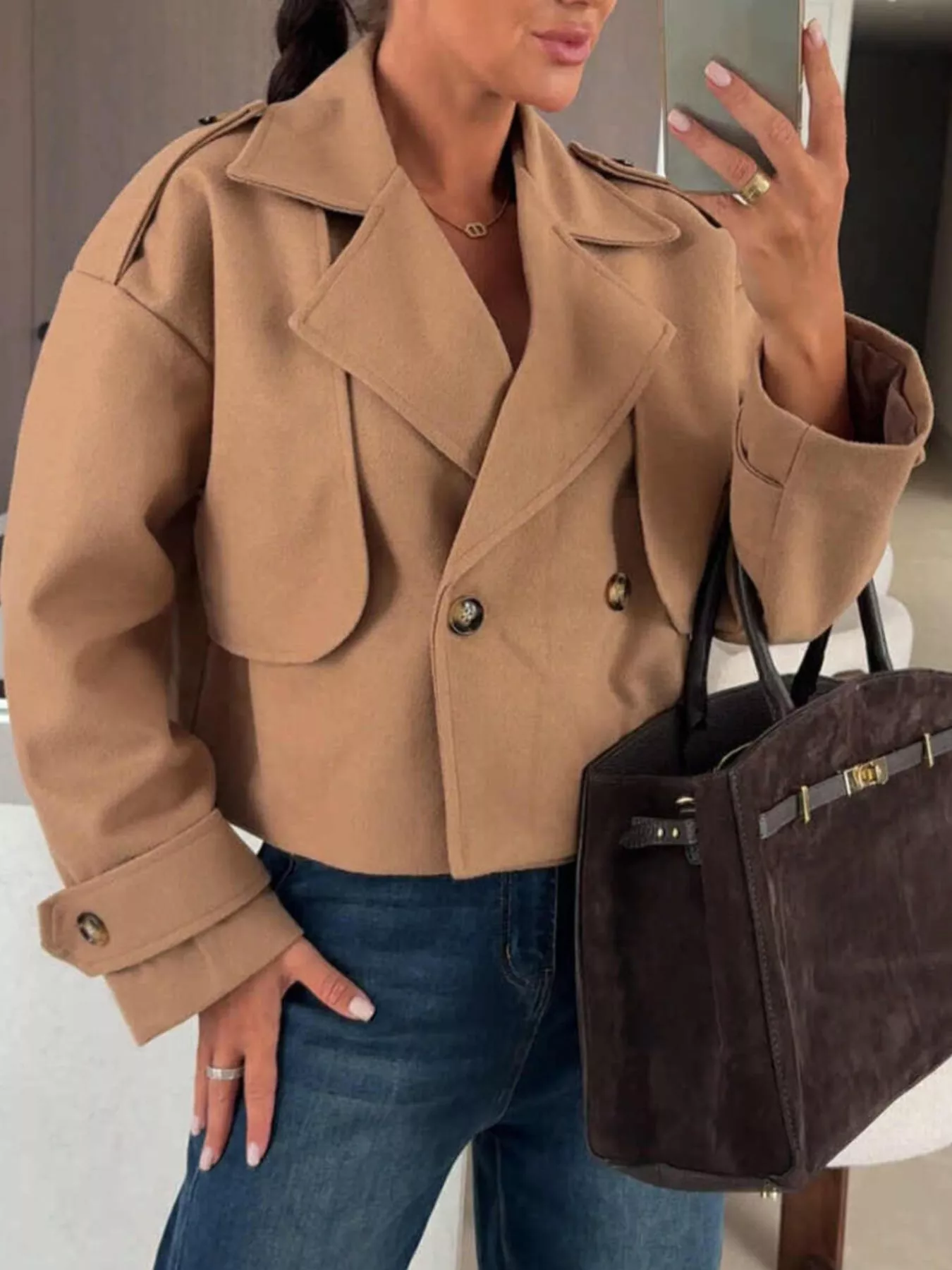 Double-Breasted Cropped Outerwear - Image 6