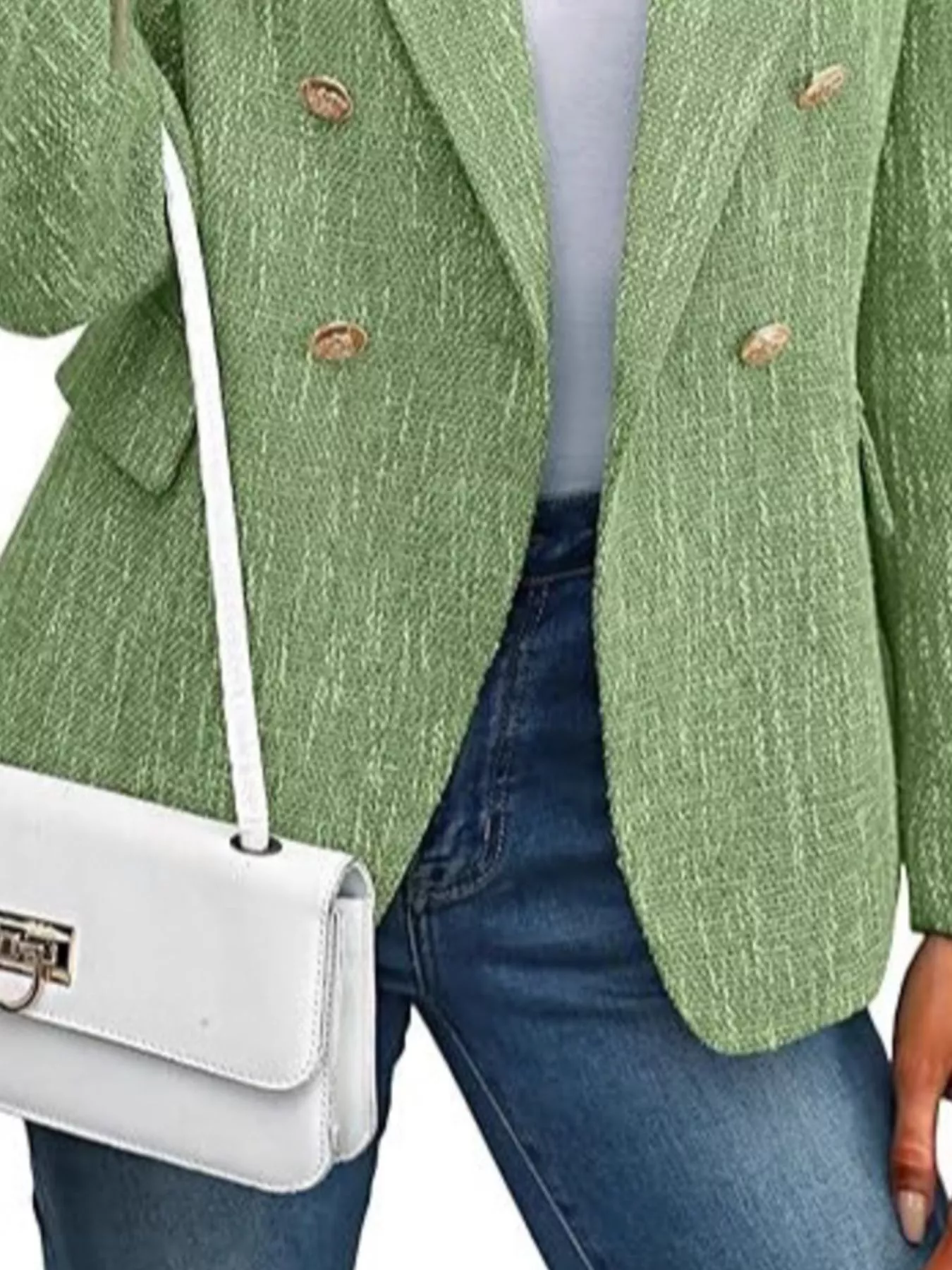Double-Breasted Lapel Collar Blazer - Image 5