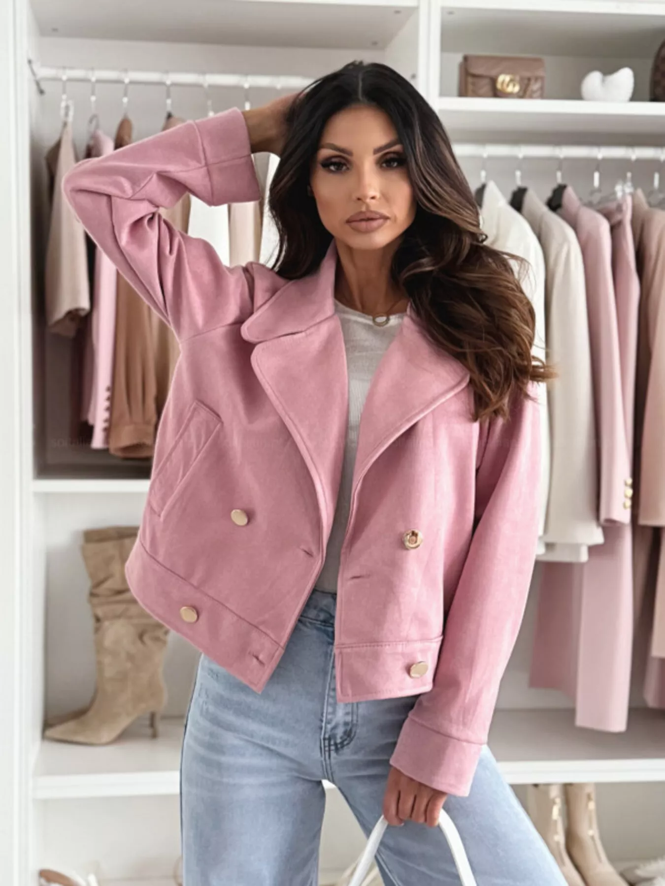 Double-Breasted Lapel Collar Jacket - Image 9