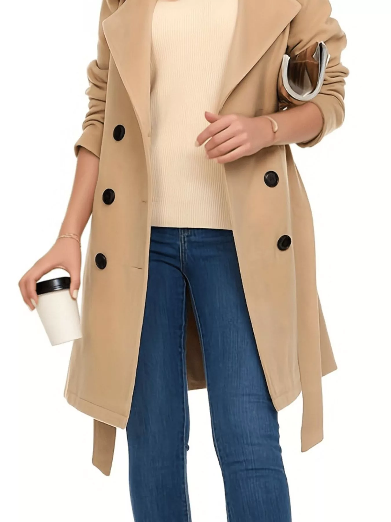 Double Breasted Long Sleeve Coat - Image 12