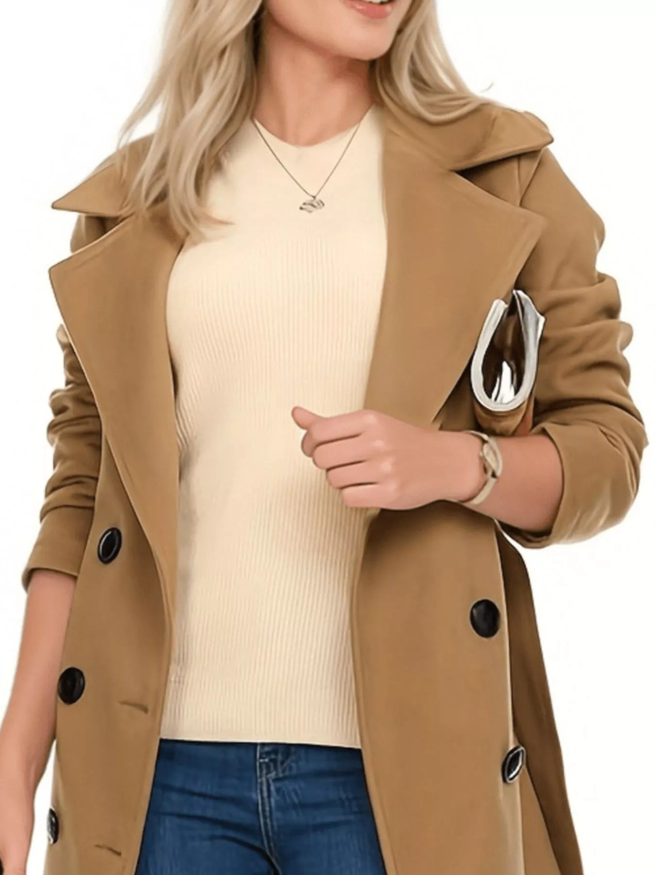 Double Breasted Long Sleeve Coat - Image 14