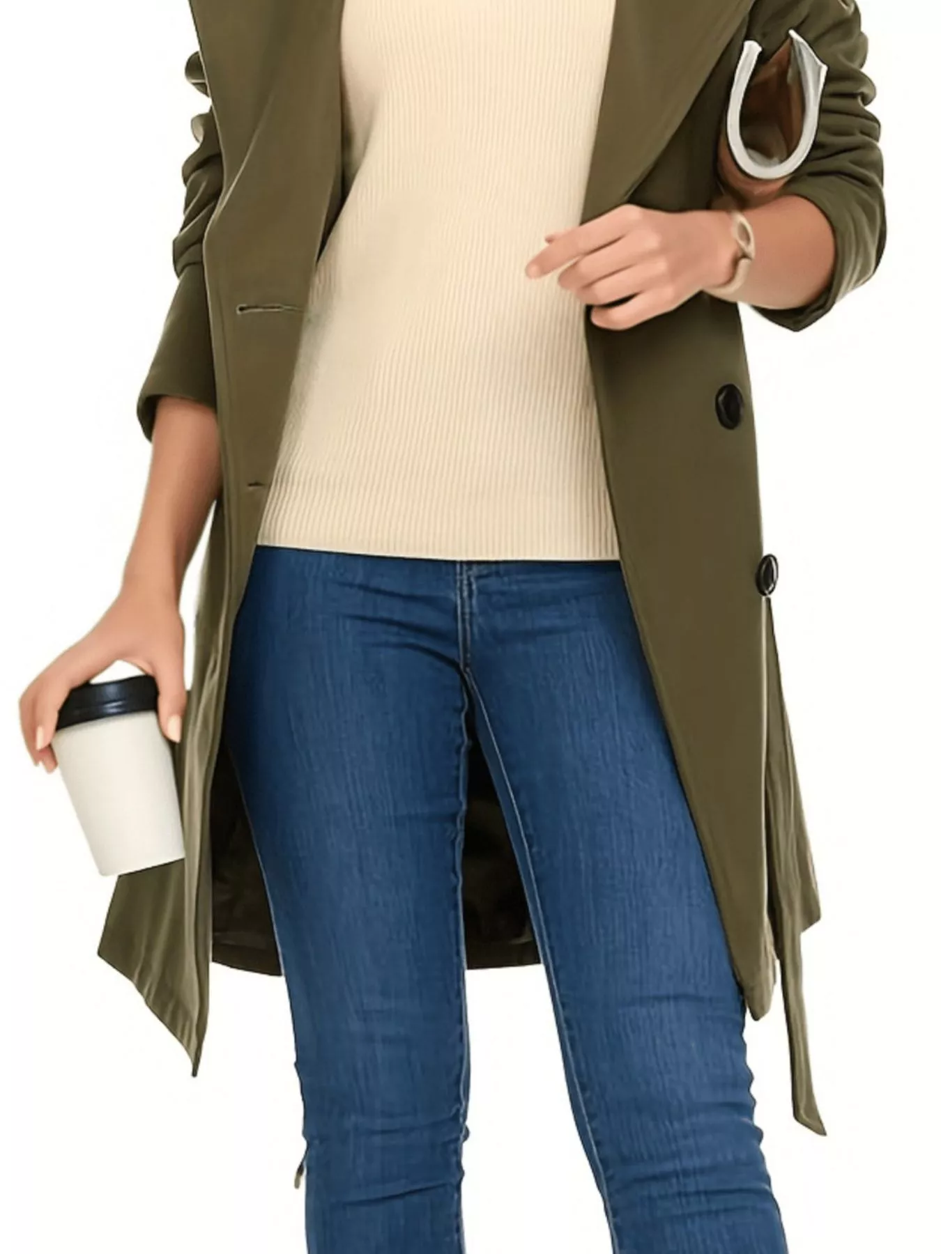 Double Breasted Long Sleeve Coat - Image 3