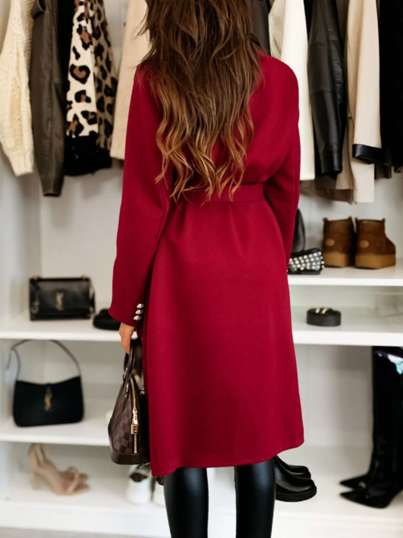 Double-Breasted Tie Waist Overcoat - Image 22