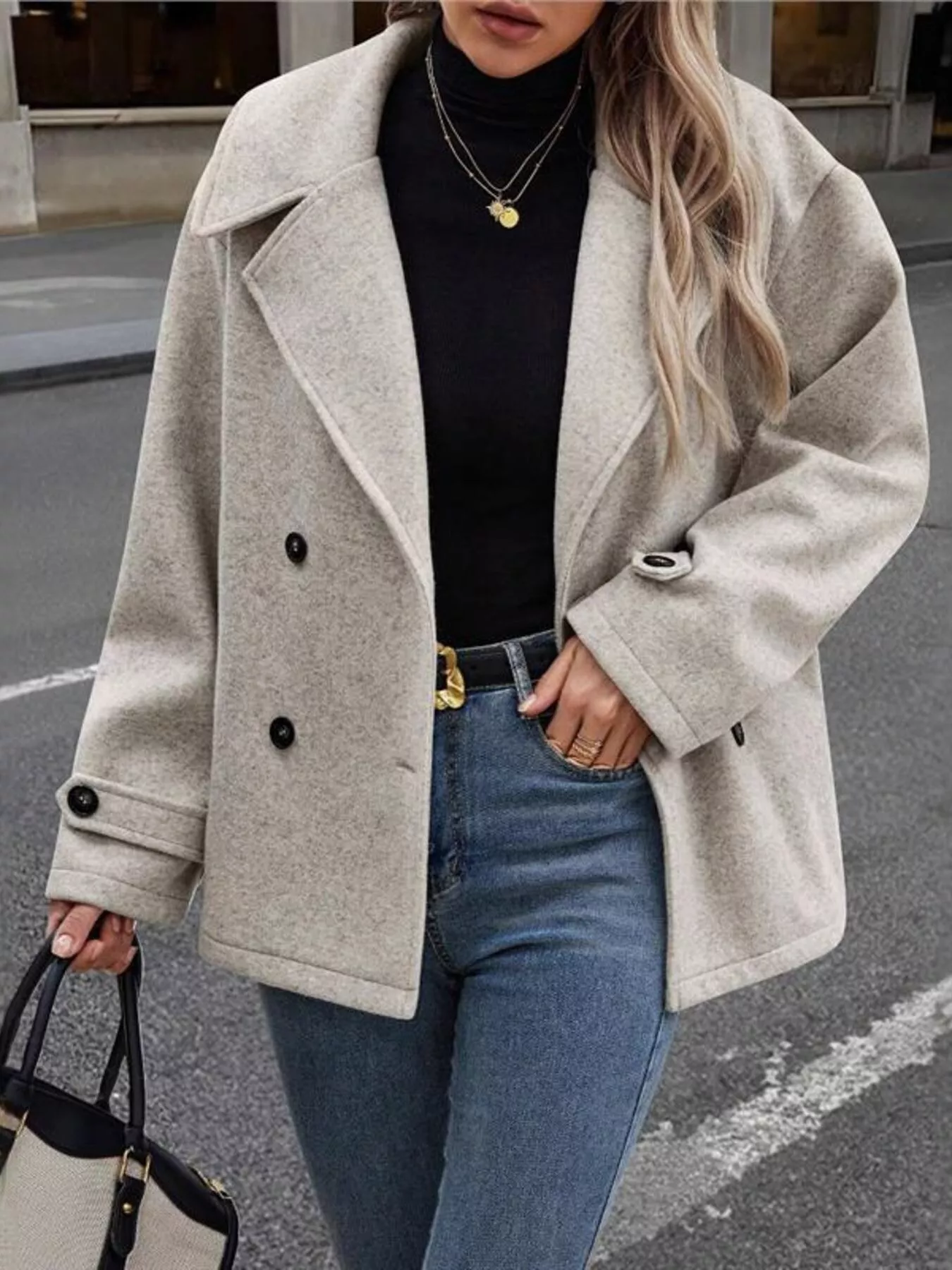 Double-Breasted Wool Blend Casual Jacket - Image 2