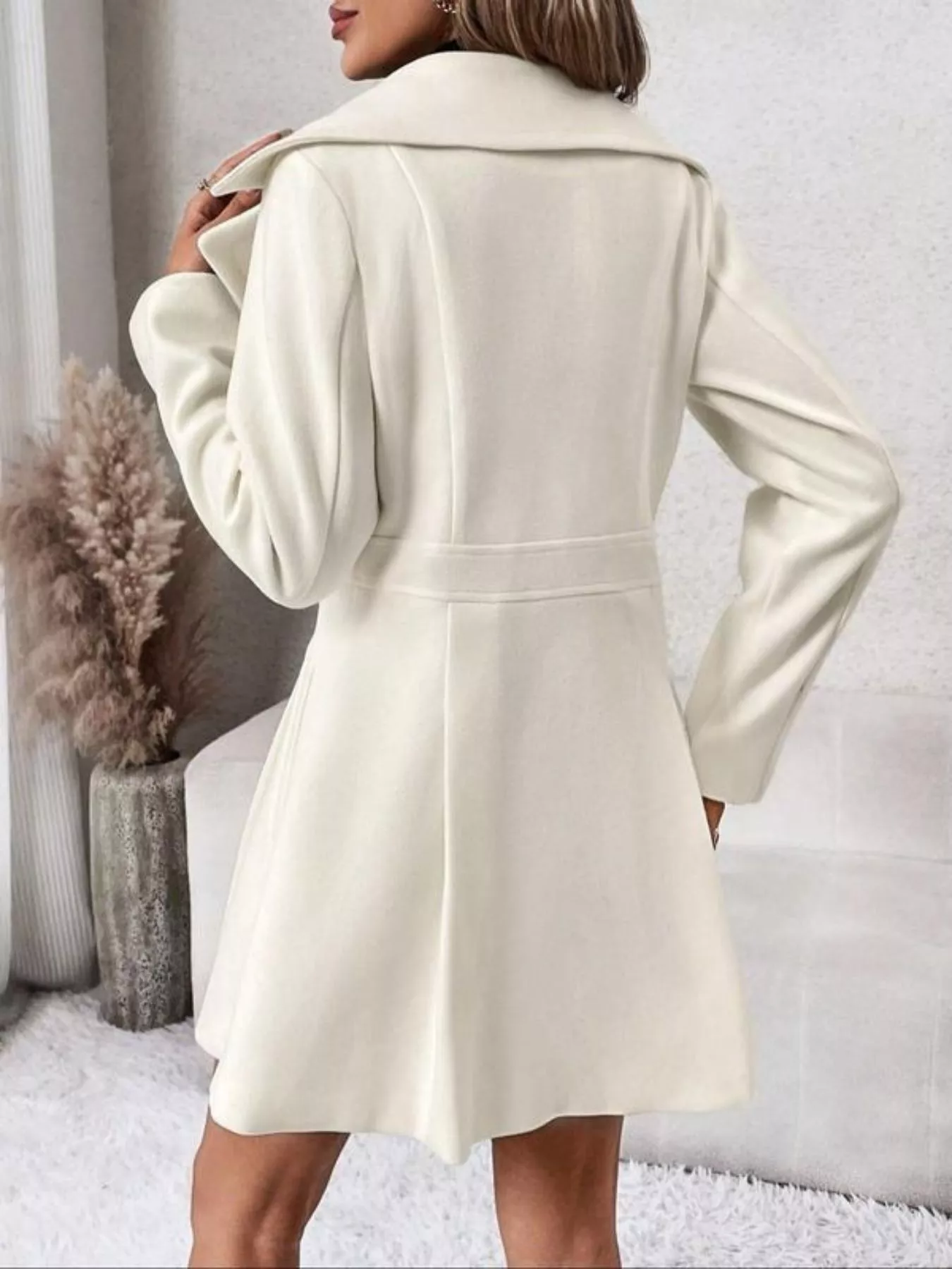 Double-Breasted Wool Blend Coat - Image 2