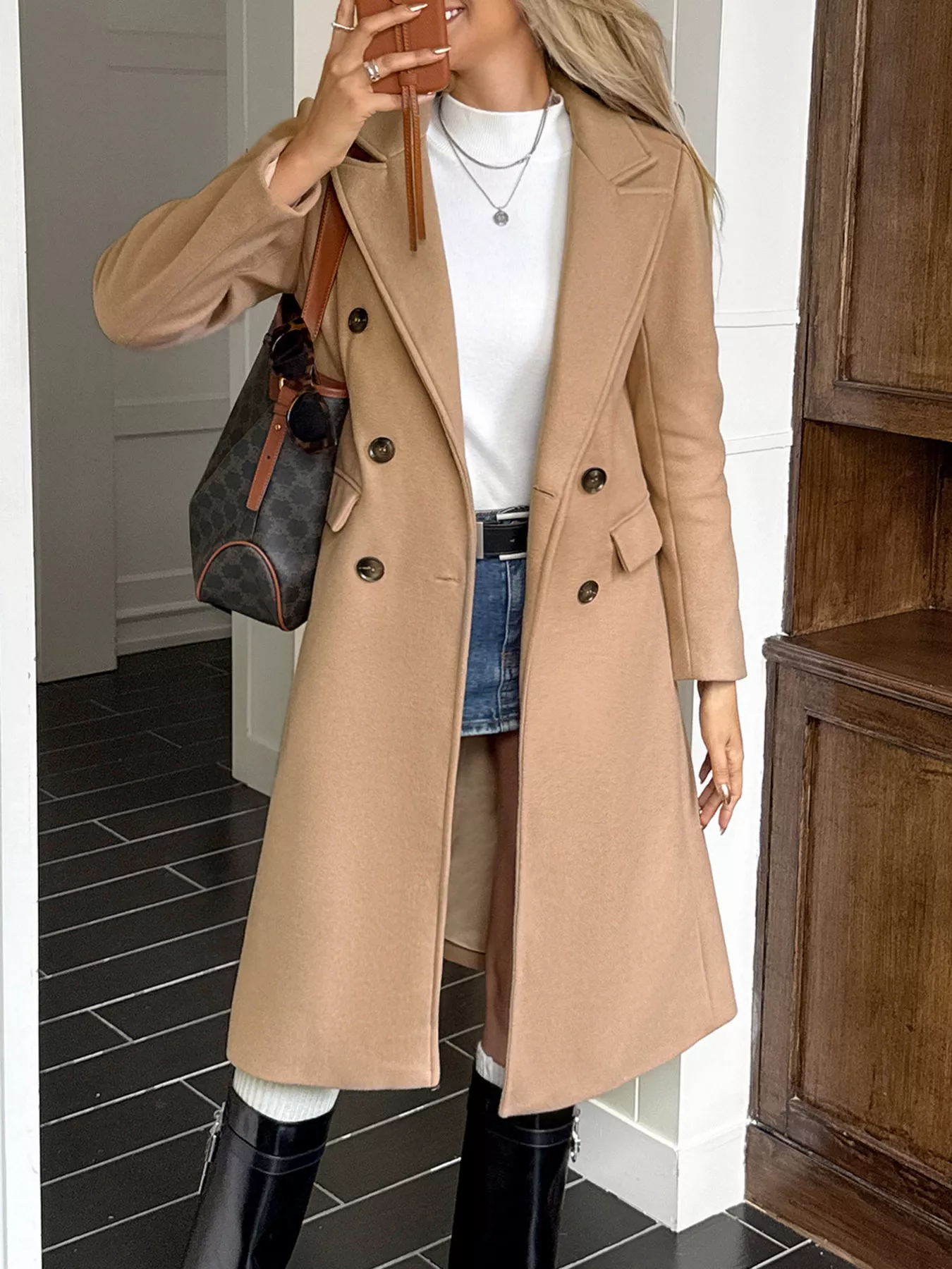 Double-Breasted Wool Blend Overcoat - Image 2