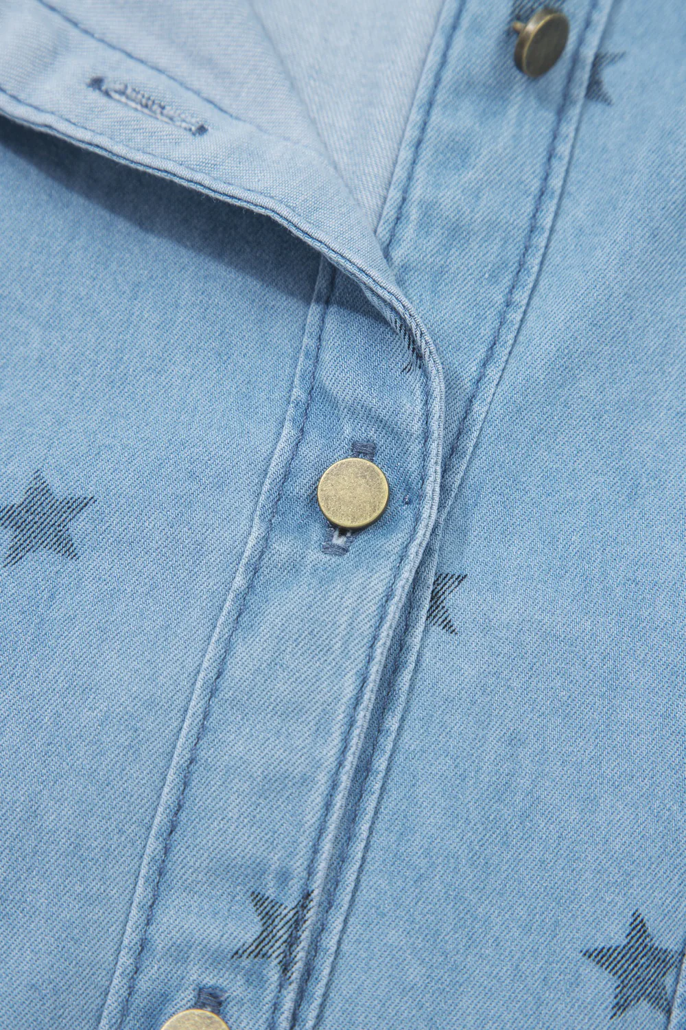 Double Chest Pocket Short Sleeve Denim Shirt - Image 11