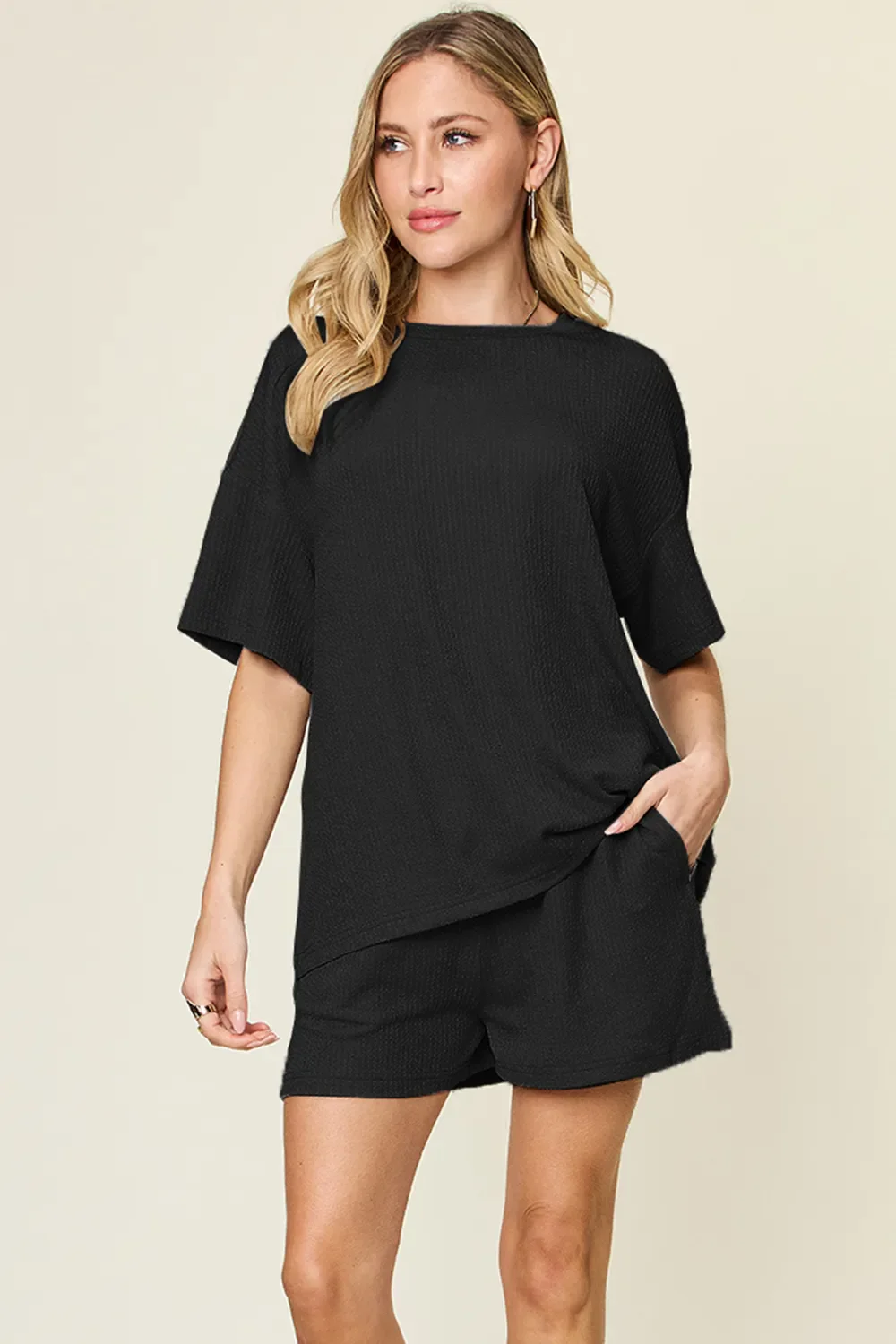 Double Take Basic style Round Neck Solid Set - Image 5