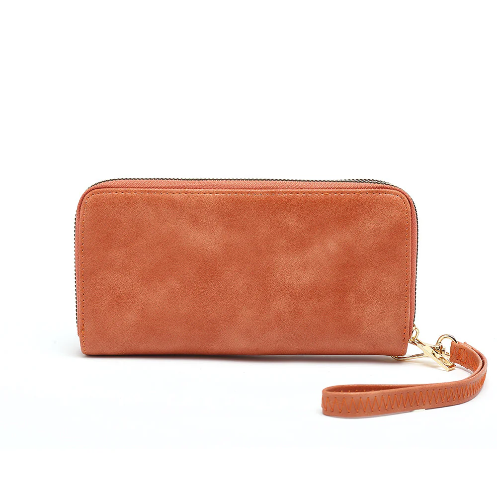 Double Zip Around Wallet with Wristlet Strap - Image 2