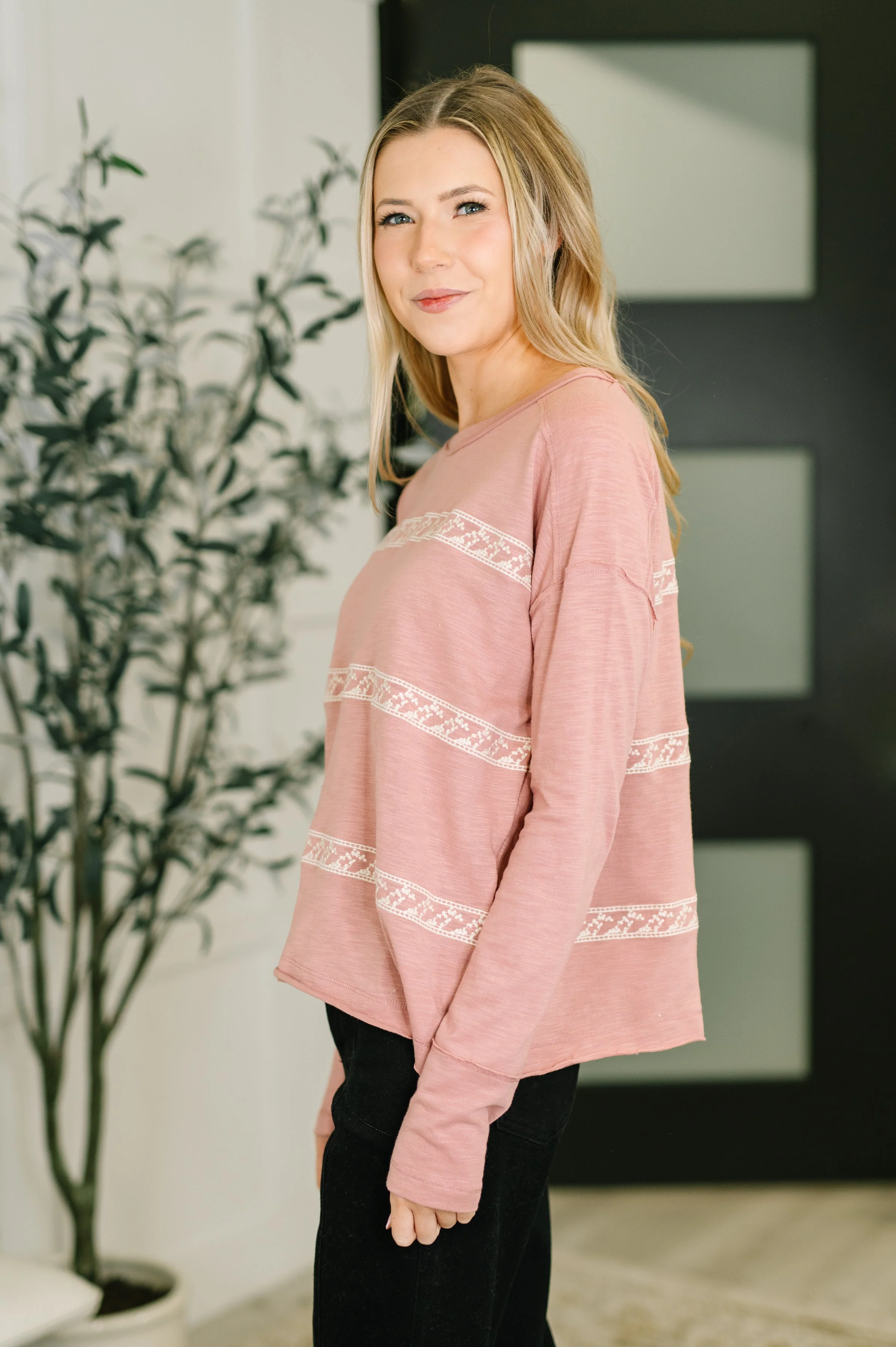 Down to Every Detail Drop Shoulder Long Sleeve in Dusty Rose - Image 4