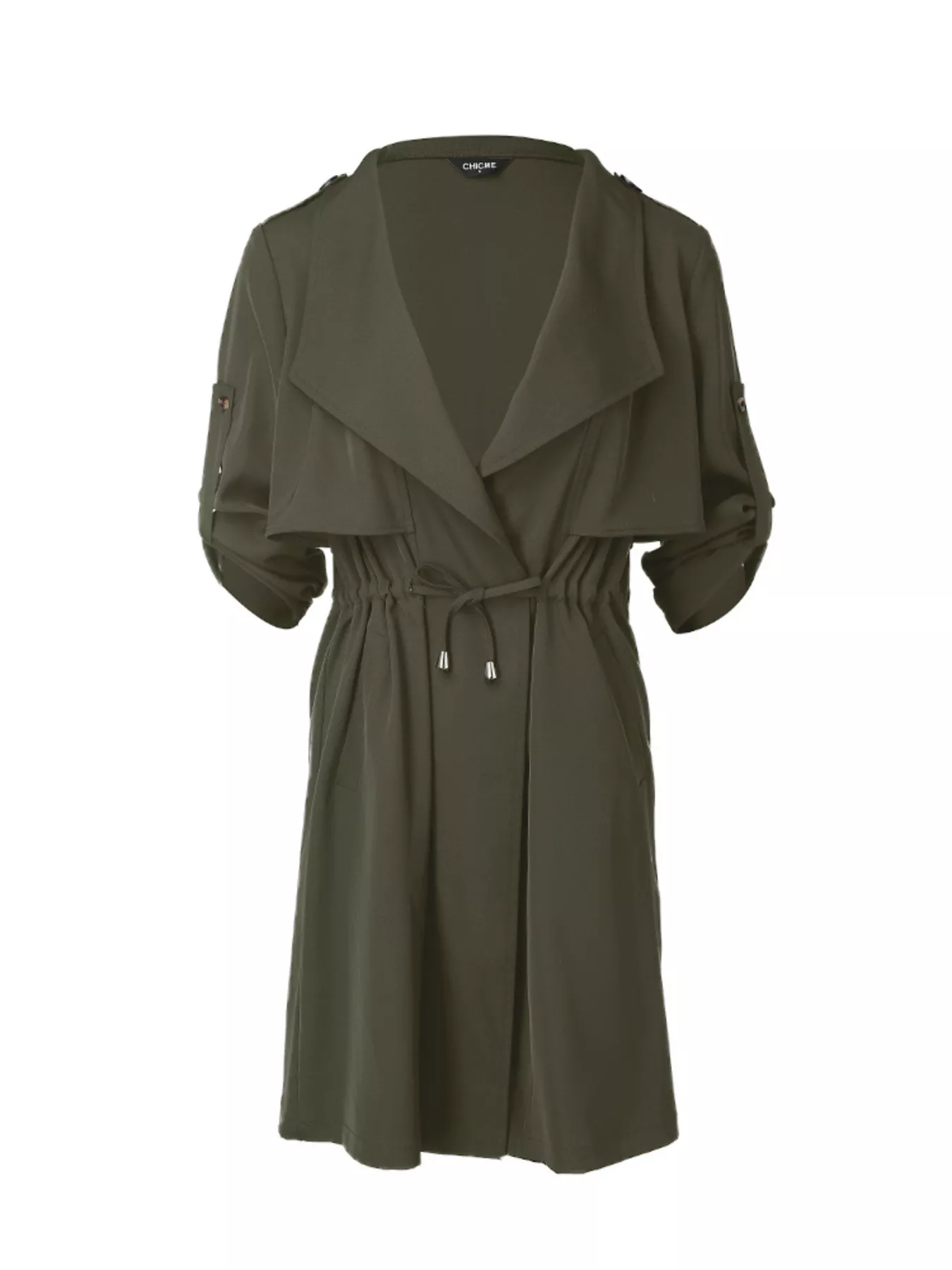 Drape Collar Lightweight Trench Coat - Image 21