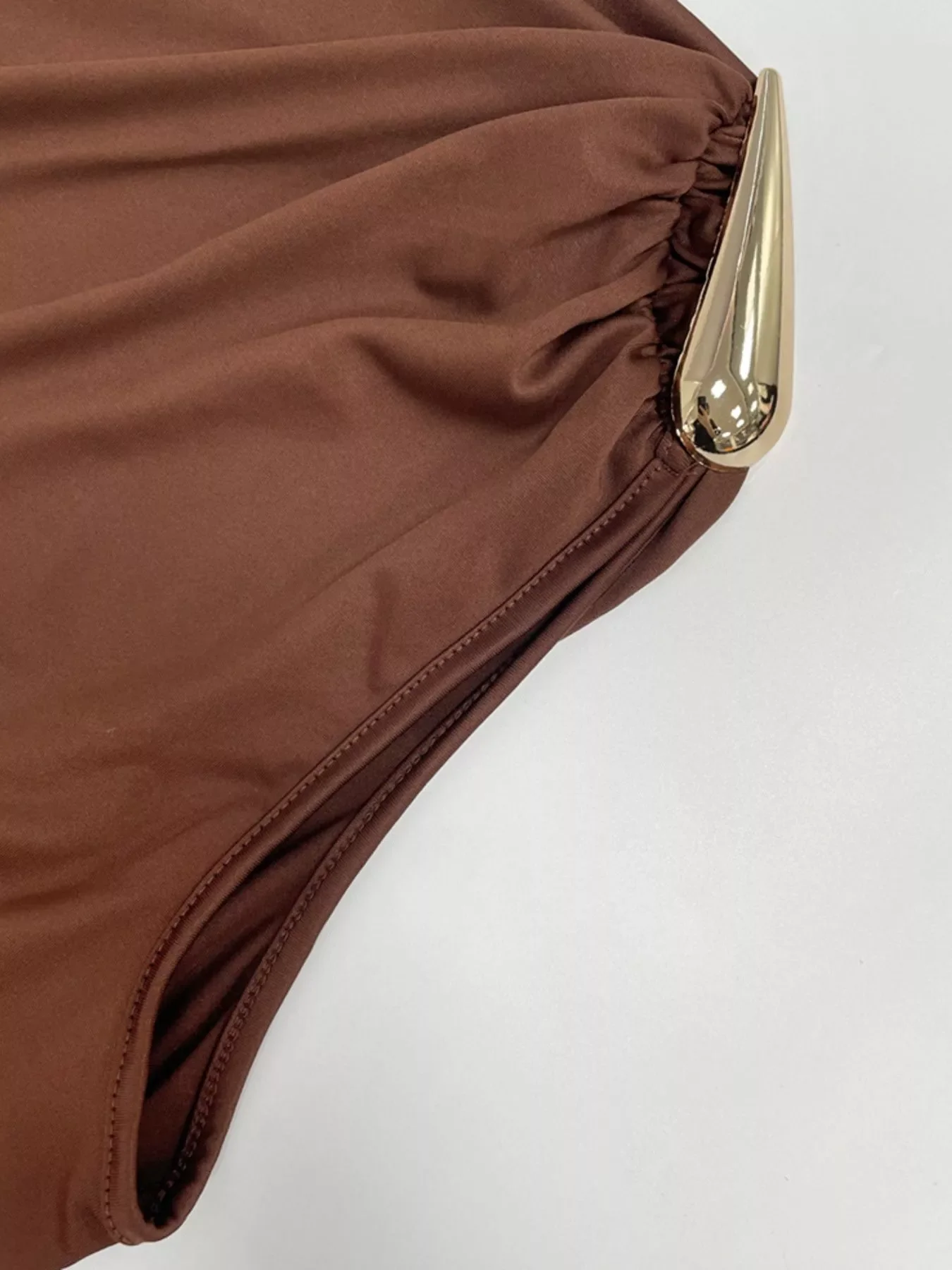 Draped Sleeveless Bodycon Maxi Dress with Metal Decorative - Image 6