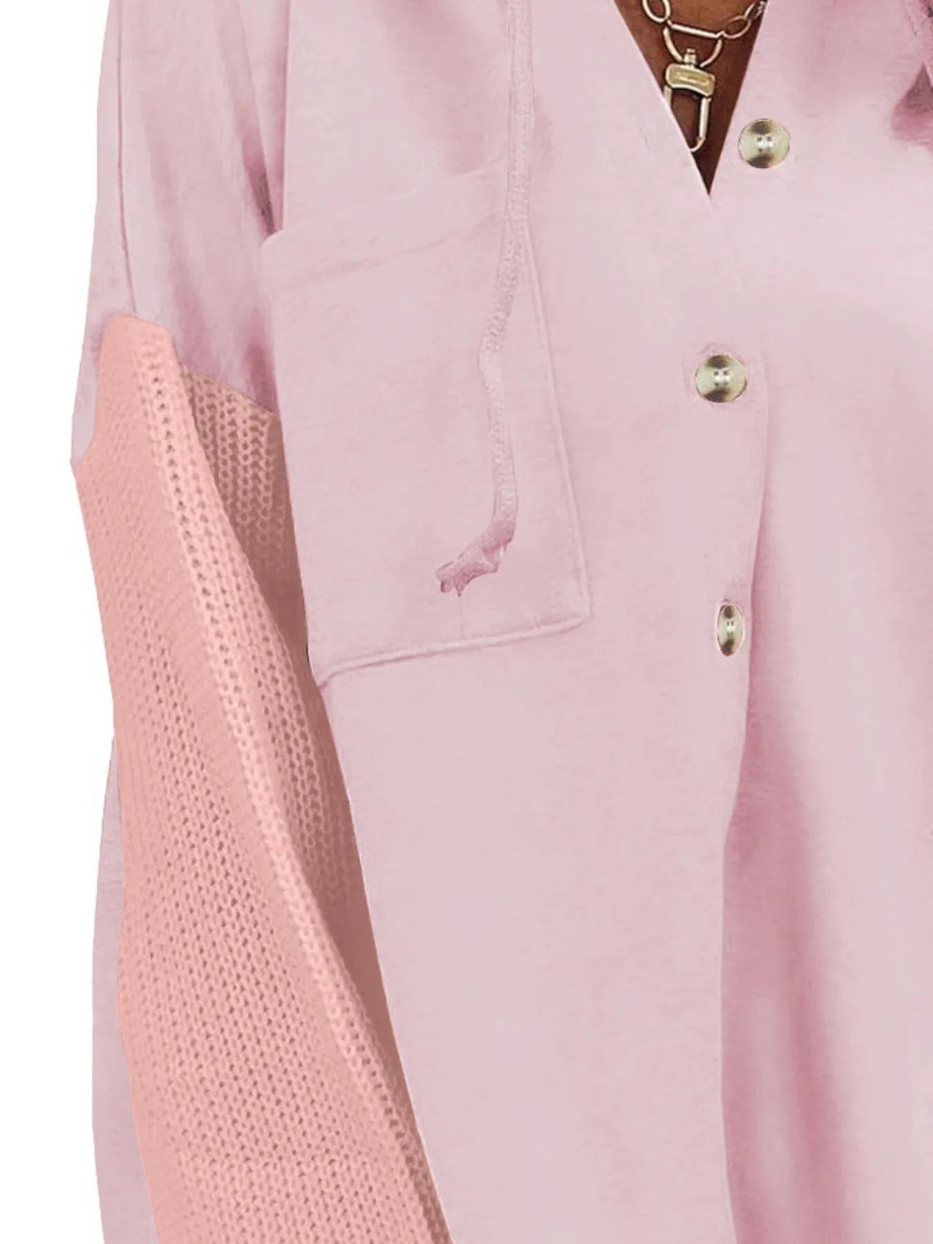 Drawstring Button Front Hoodie - Image 16