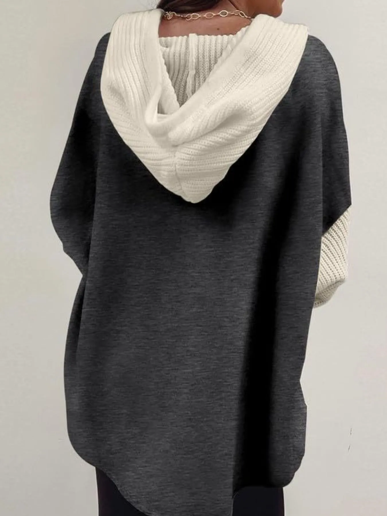 Drawstring Button Front Hoodie - Image 7