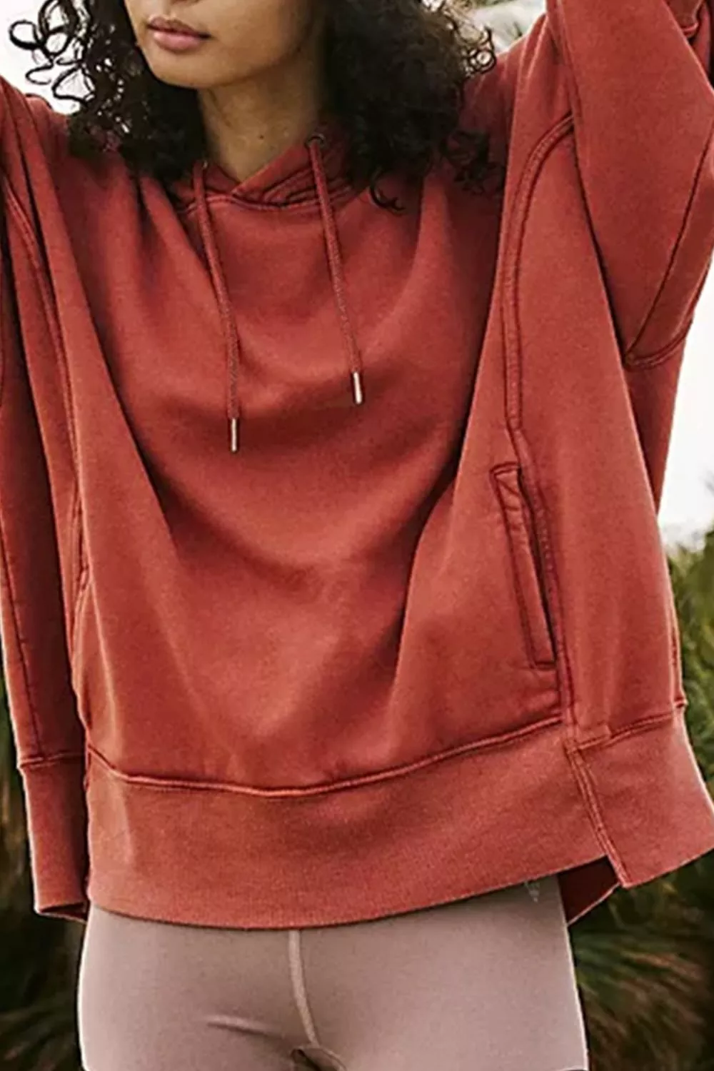 Drawstring Dropped Shoulder Hoodie - Image 4
