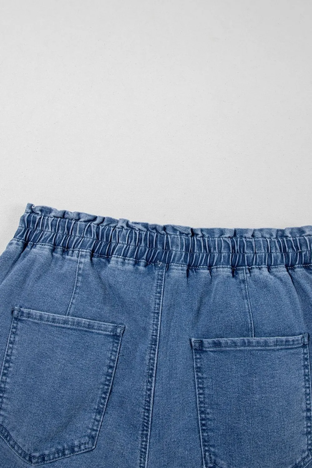 Drawstring High Waist Denim Shorts with Pockets - Image 7