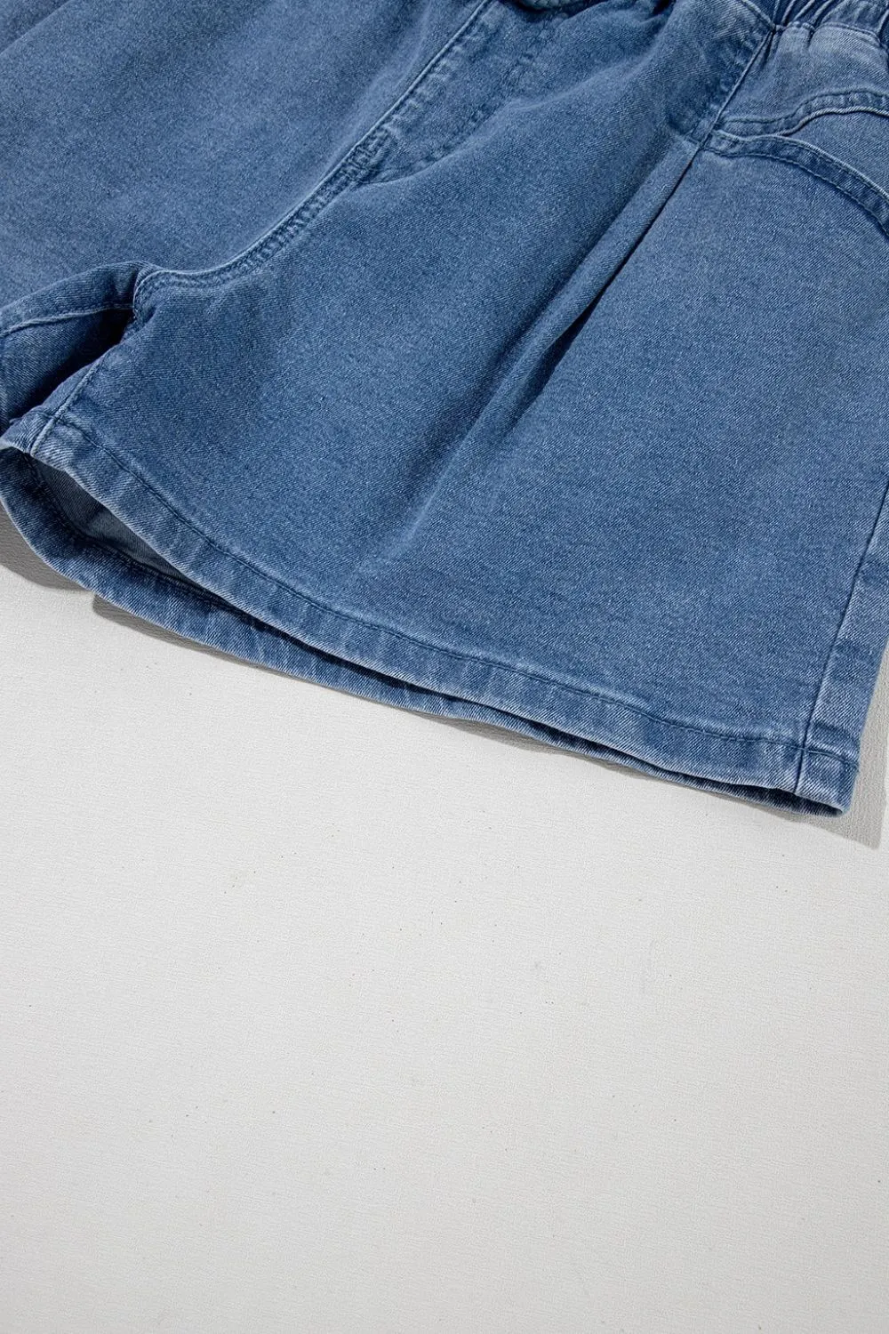 Drawstring High Waist Denim Shorts with Pockets - Image 9