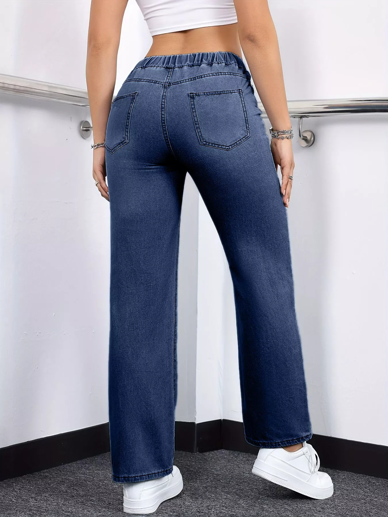 Drawstring Straight Leg Jeans - Image 2