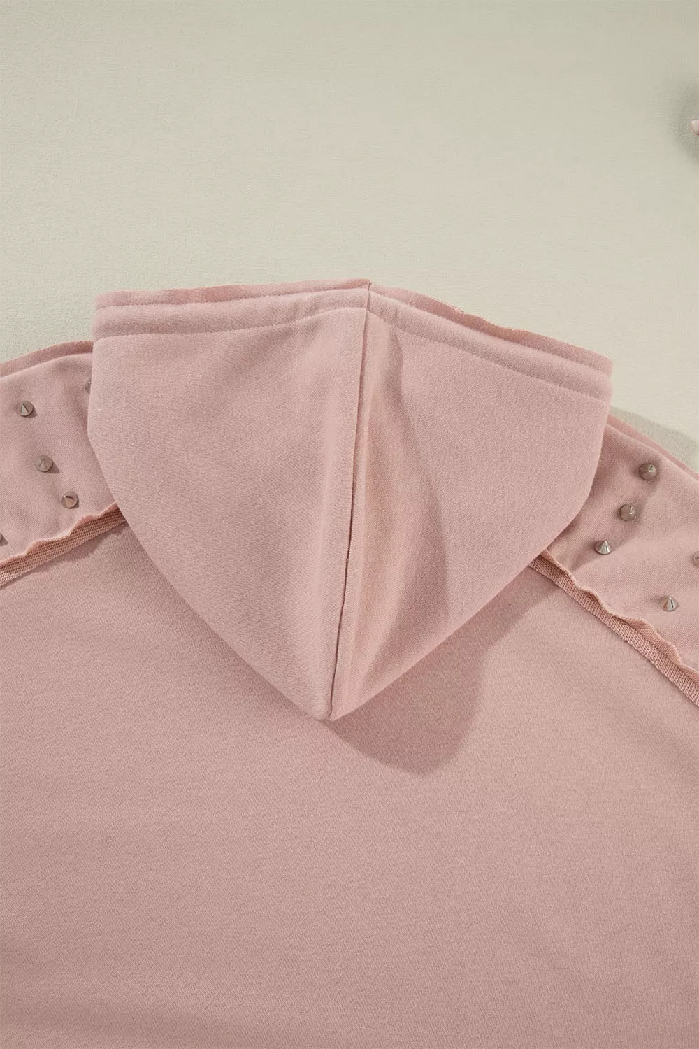 Drawstring Studded Shoulder Hoodie - Image 10