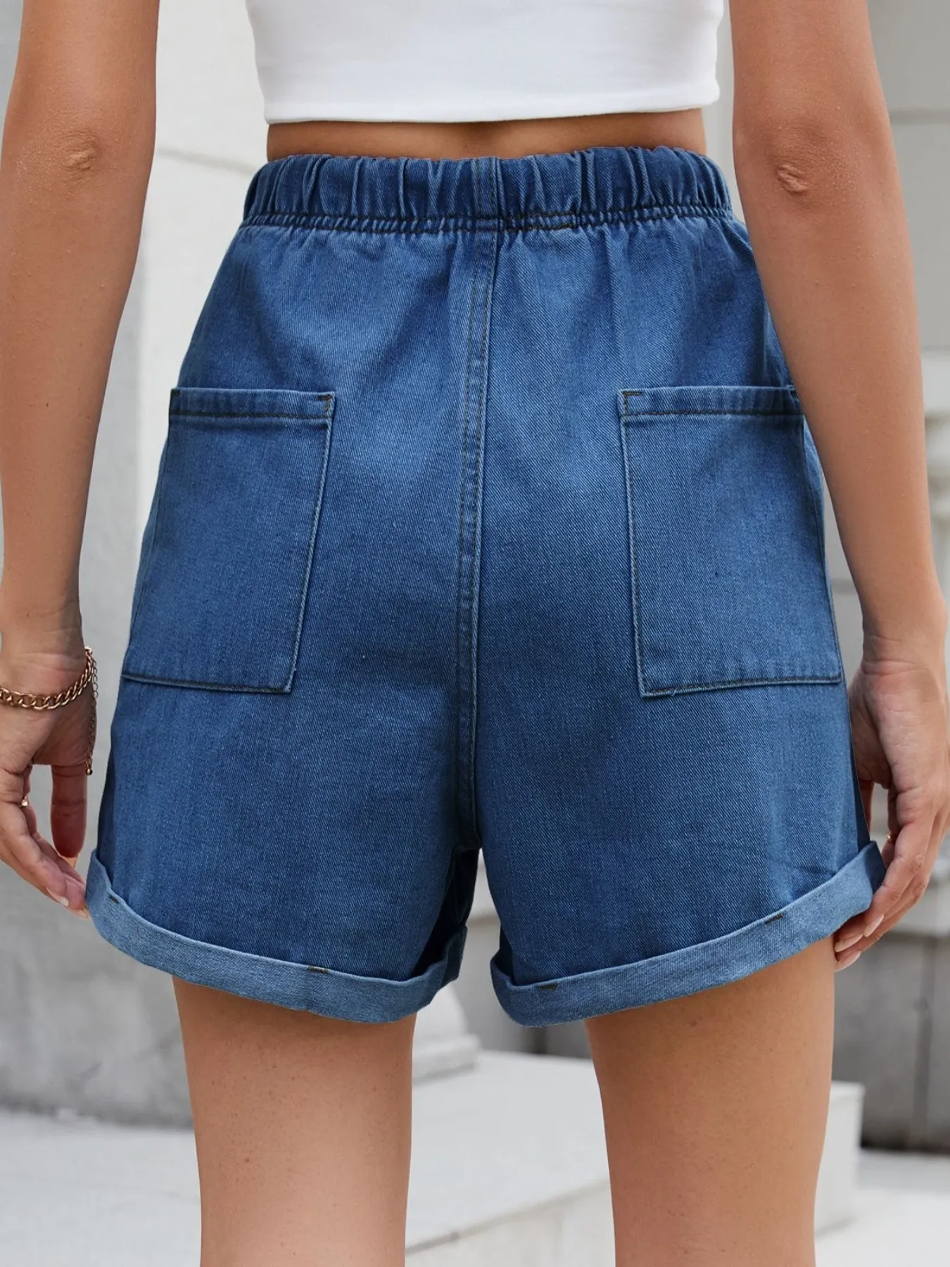 Drawstring Wash Denim Shorts - Image 11