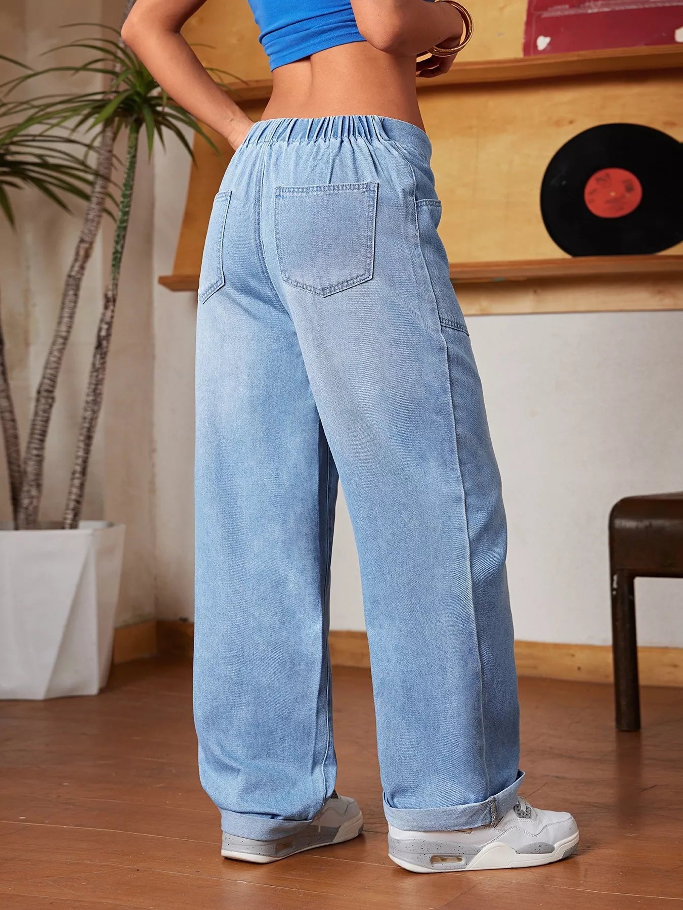 Drawstring Wide Leg Jeans - Image 3