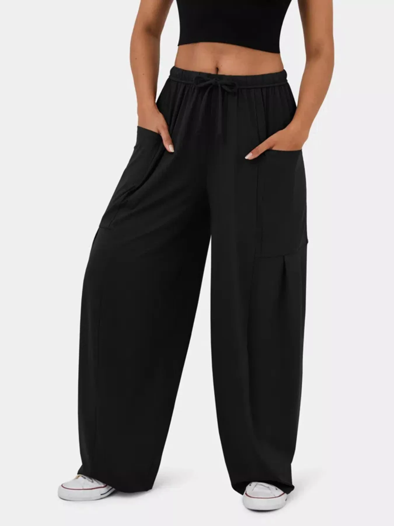 Drawstring Wide Leg Pants - Image 7