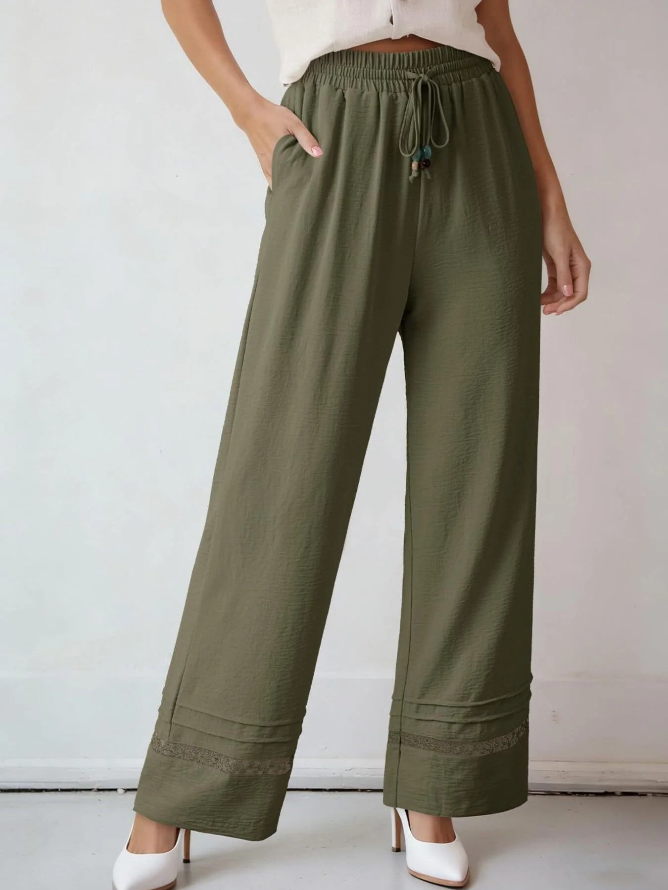 Drawstring Wide Leg Pants - Image 8