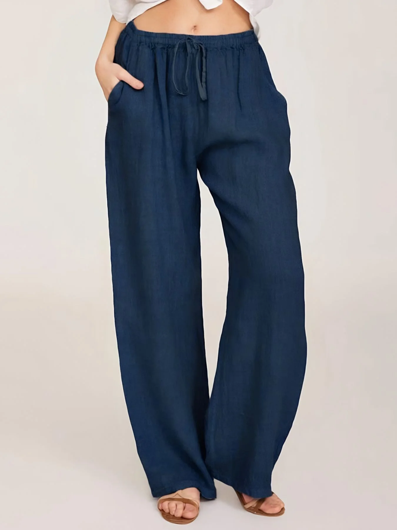 Drawstring Wide Leg Pants - Image 5