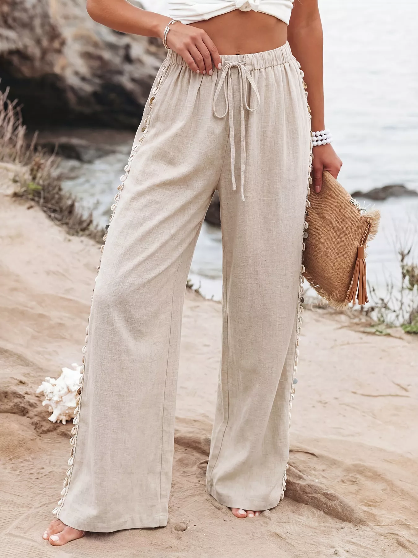 Drawstring Wide Leg Pants - Image 2