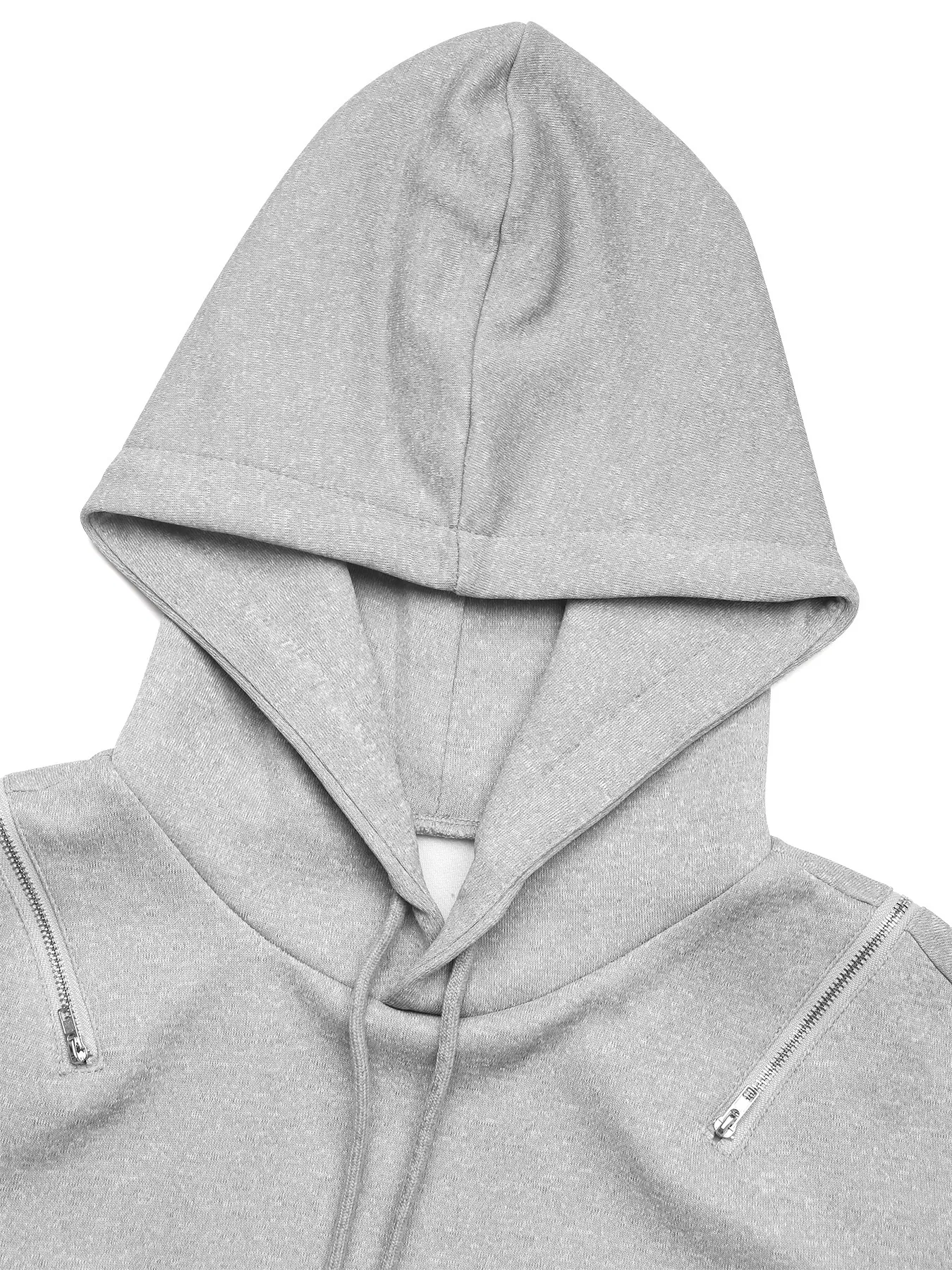 Drawstring Zip Detail Cold Shoulder Hoodie - Image 10
